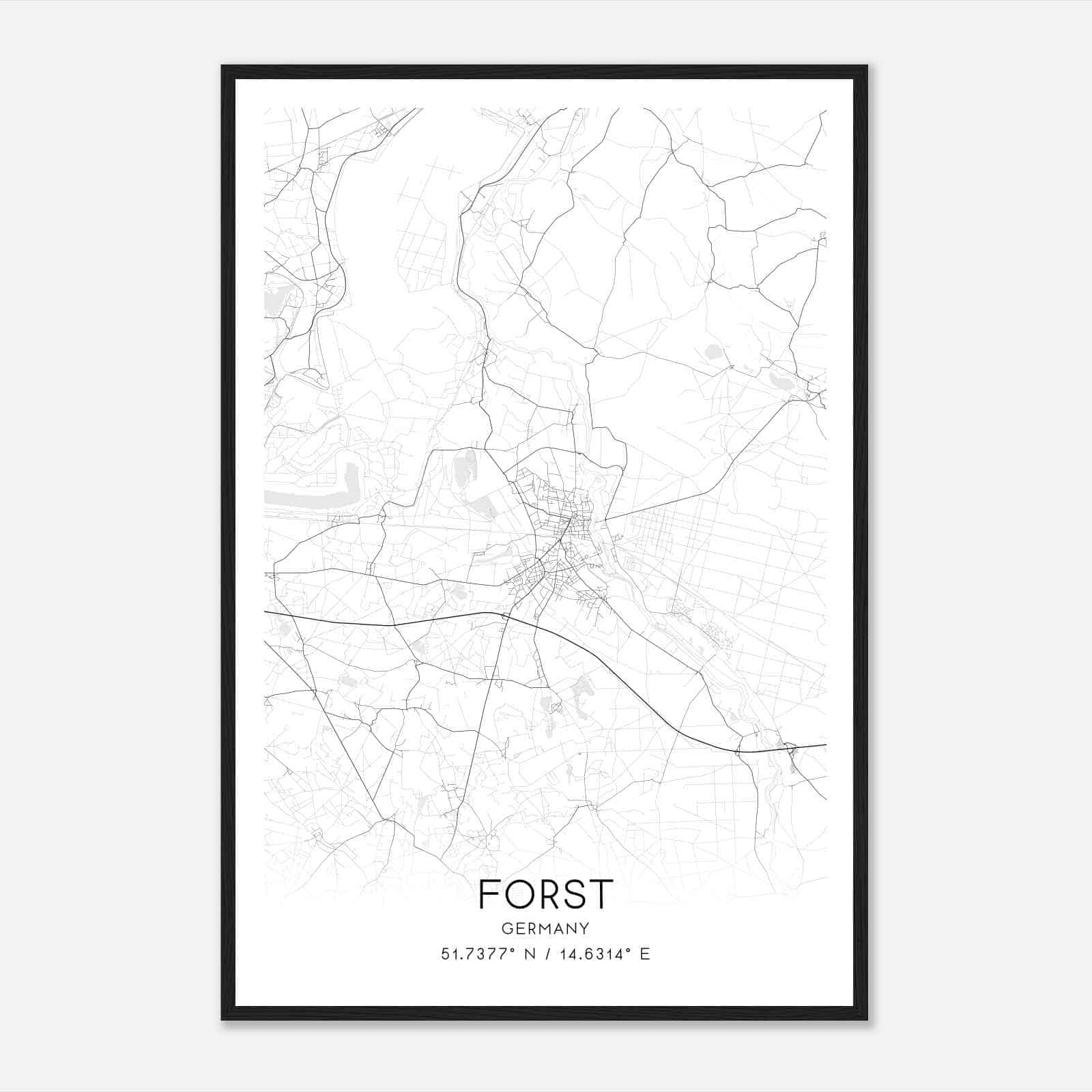 Forst Germany Map Poster, Modern Home Decor Wall Art Print
