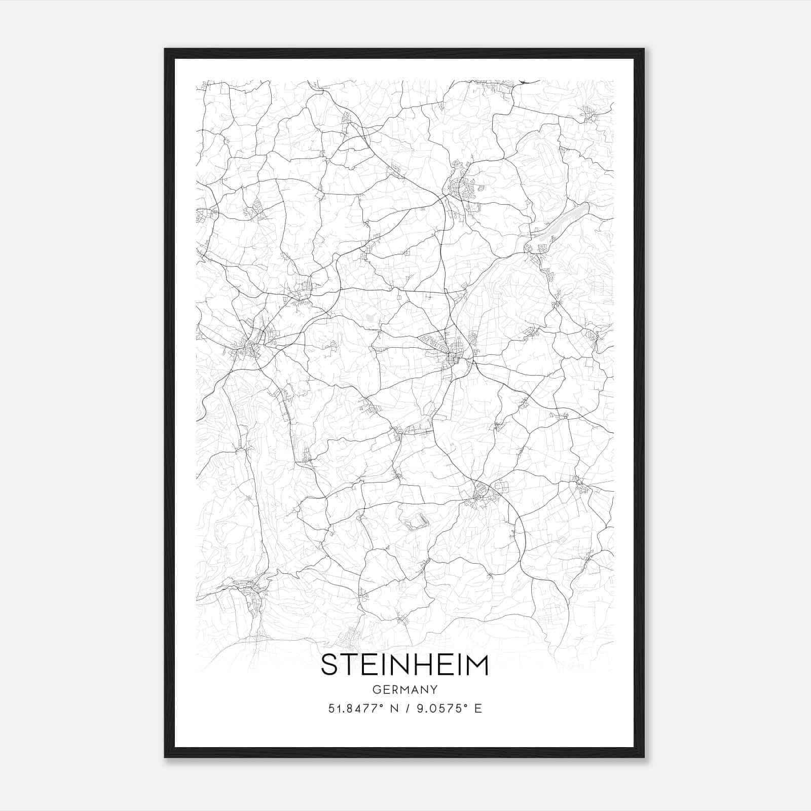 Steinheim Germany Map Poster, Modern Home Decor Wall Art Print