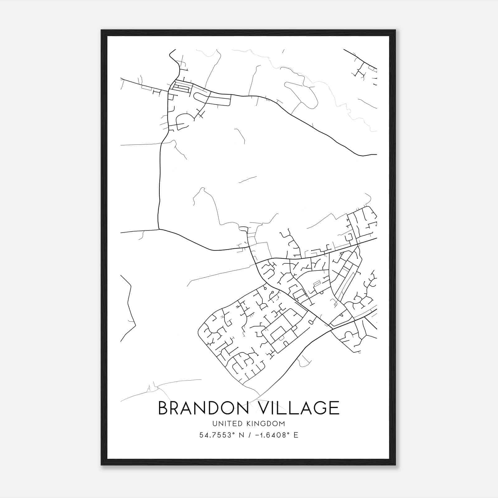 Brandon United Kingdom Map Poster, Modern Home Decor Wall Art Print