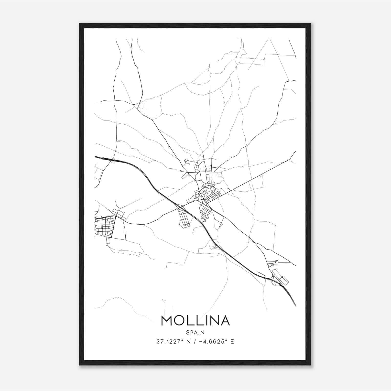 Mollina Spain Map Poster, Modern Home Decor Wall Art Print