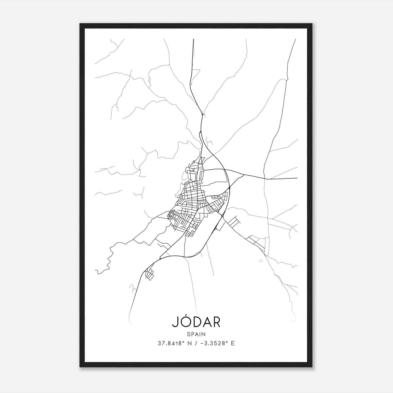 Jodar Spain Map Poster, Modern Home Decor Wall Art Print