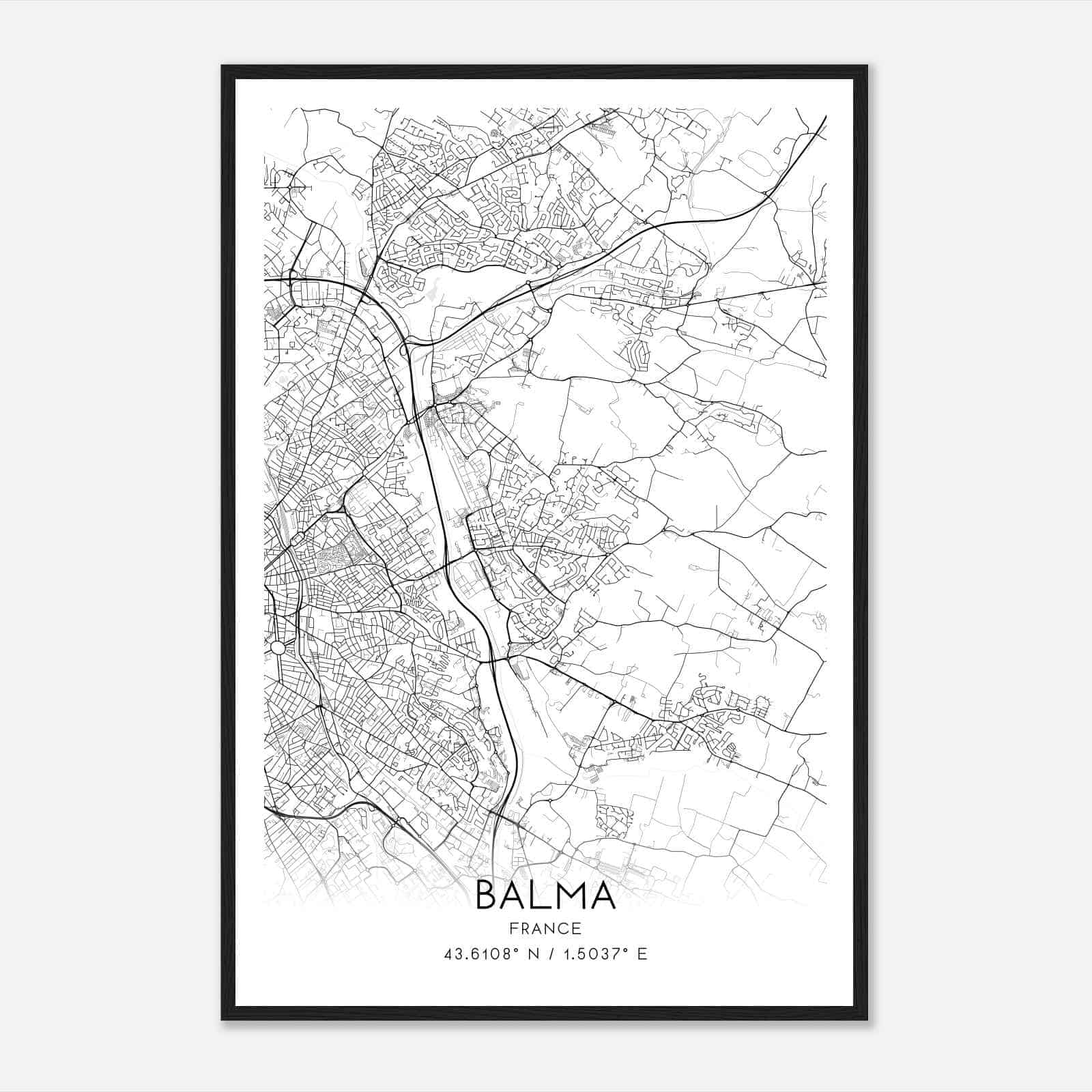 Balma France Map Poster, Modern Home Decor Wall Art Print