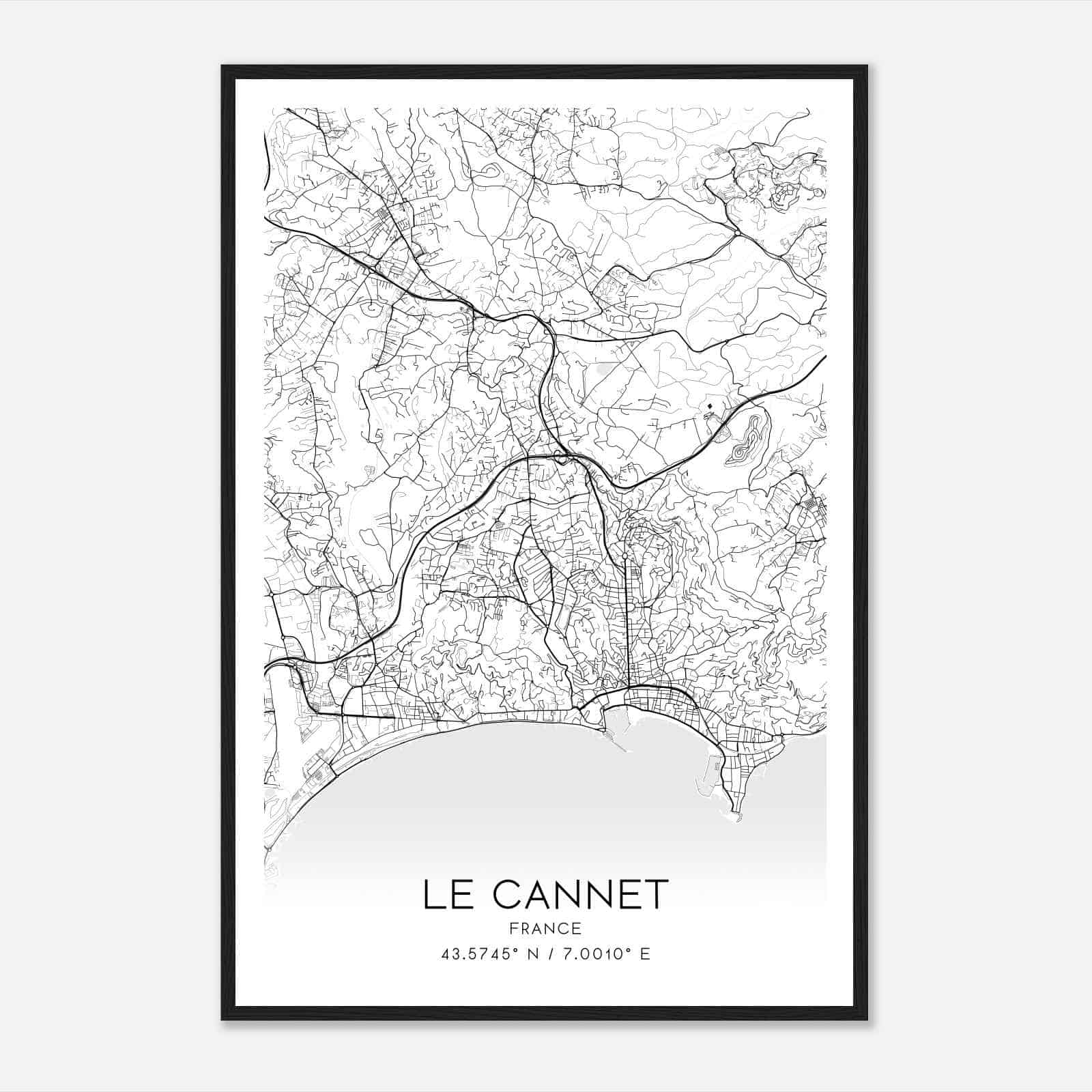 Le Cannet France Map Poster, Modern Home Decor Wall Art Print