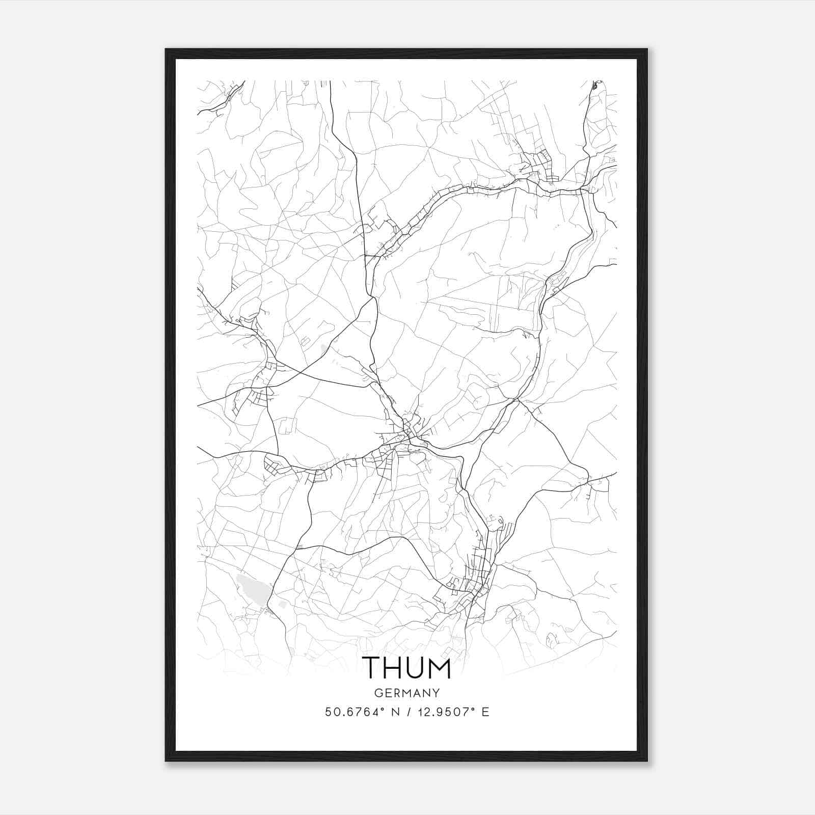 Thum Germany Map Poster, Modern Home Decor Wall Art Print