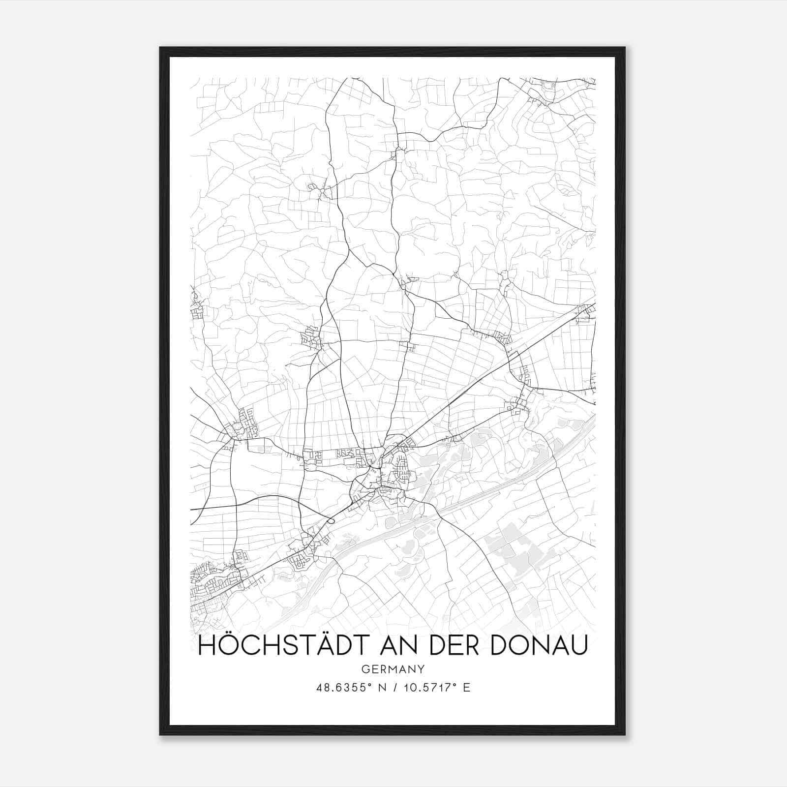 Hochstadt an der Donau Germany Map Poster, Modern Home Decor Wall Art Print