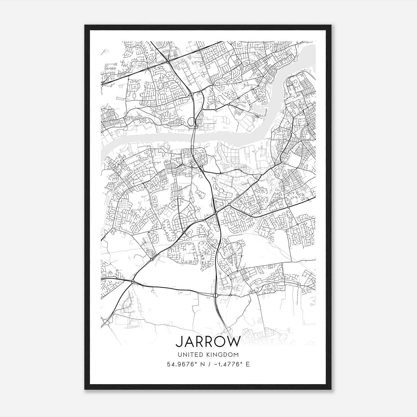 Jarrow United Kingdom Map Poster, Modern Home Decor Wall Art Print