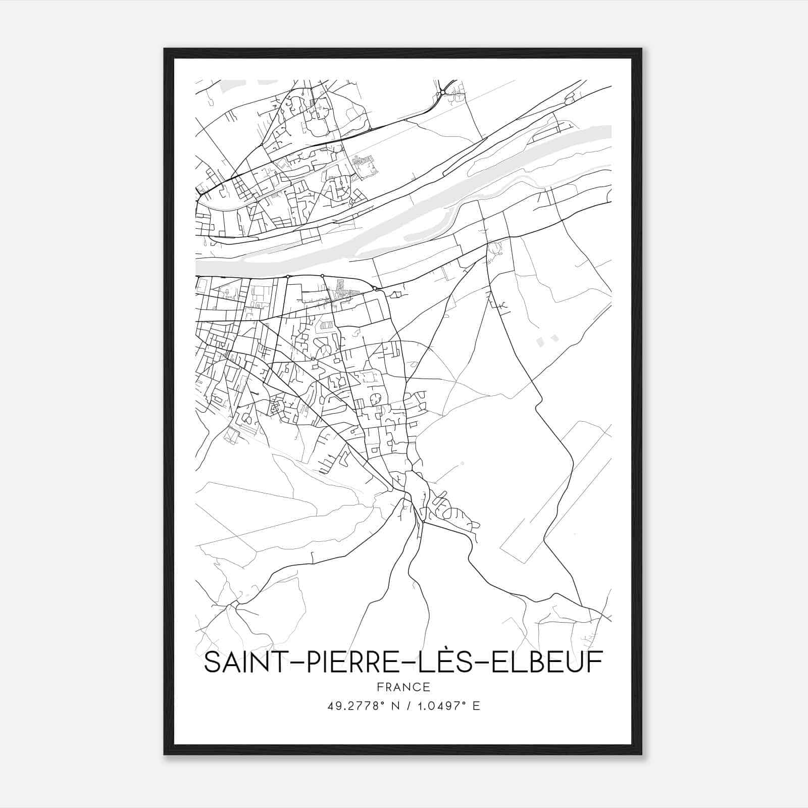 Saint-Pierre-les-Elbeuf France Map Poster, Modern Home Decor Wall Art Print