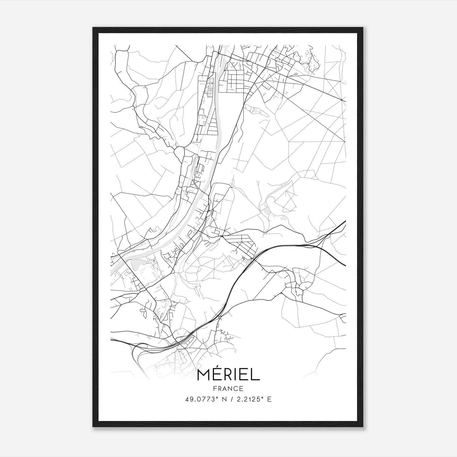 Meriel France Map Poster, Modern Home Decor Wall Art Print