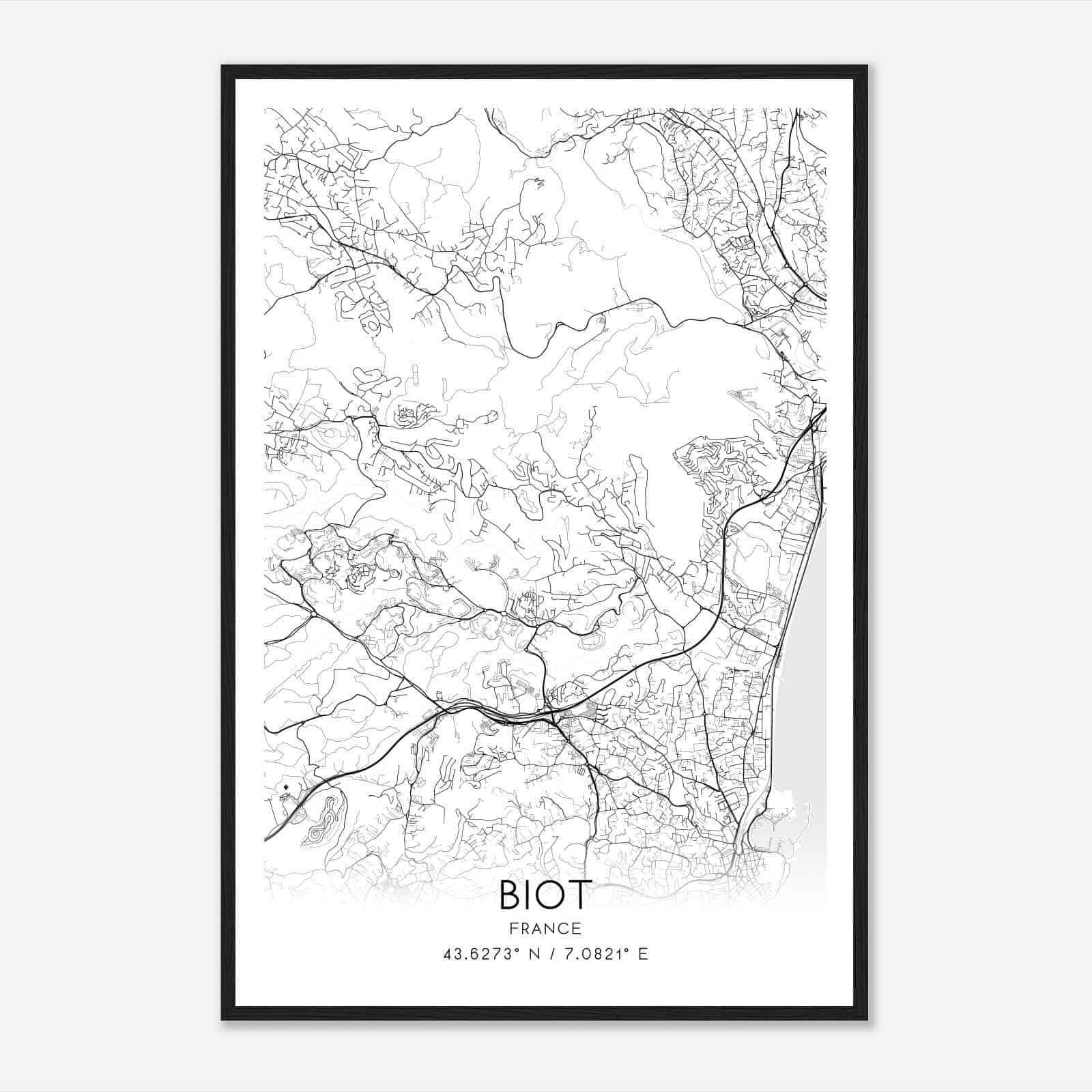 Biot France Map Poster, Modern Home Decor Wall Art Print