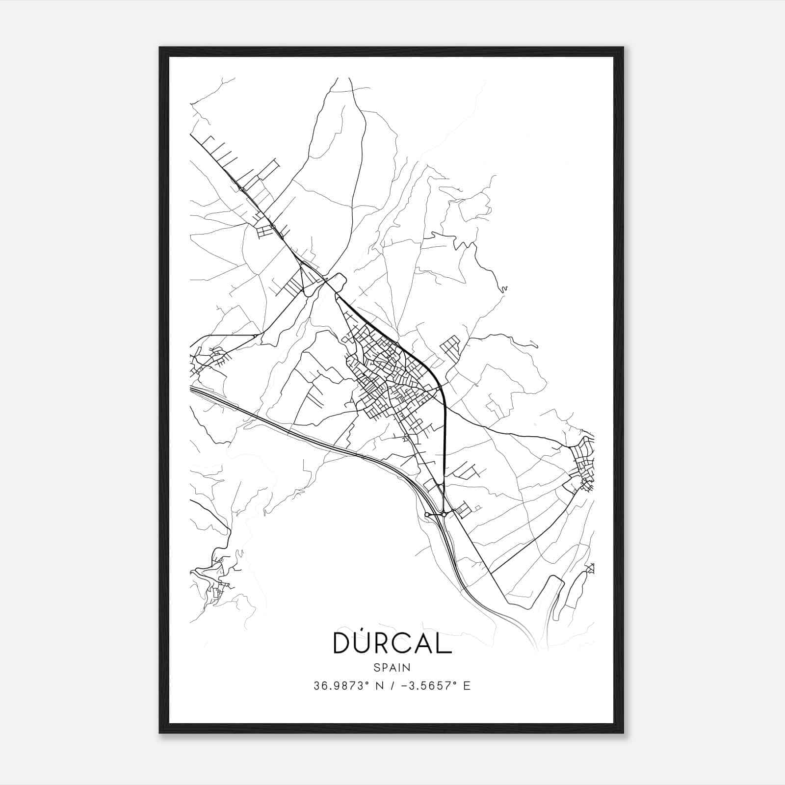 Durcal Spain Map Poster, Modern Home Decor Wall Art Print