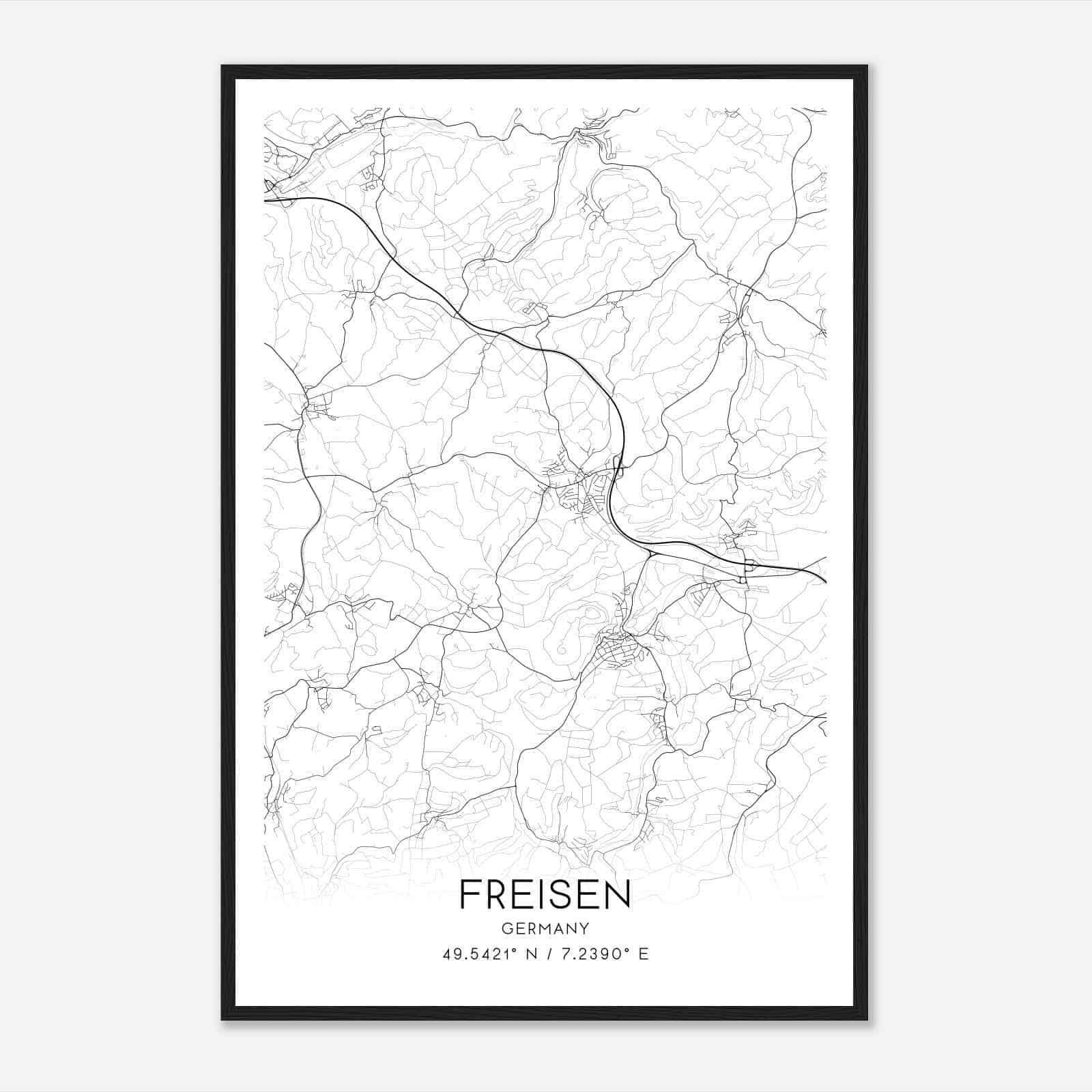 Freisen Germany Map Poster, Modern Home Decor Wall Art Print