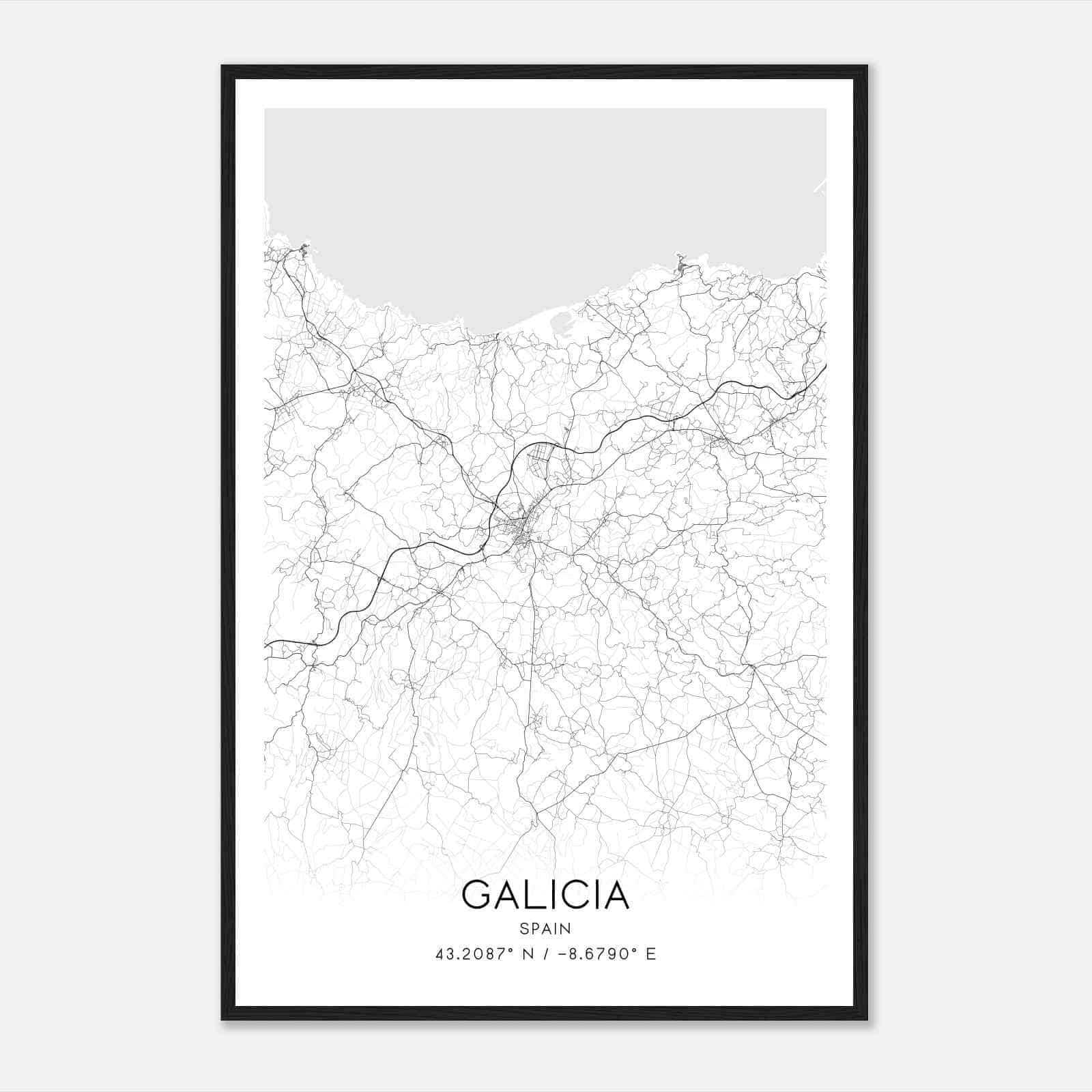 Carballo Spain Map Poster, Modern Home Decor Wall Art Print