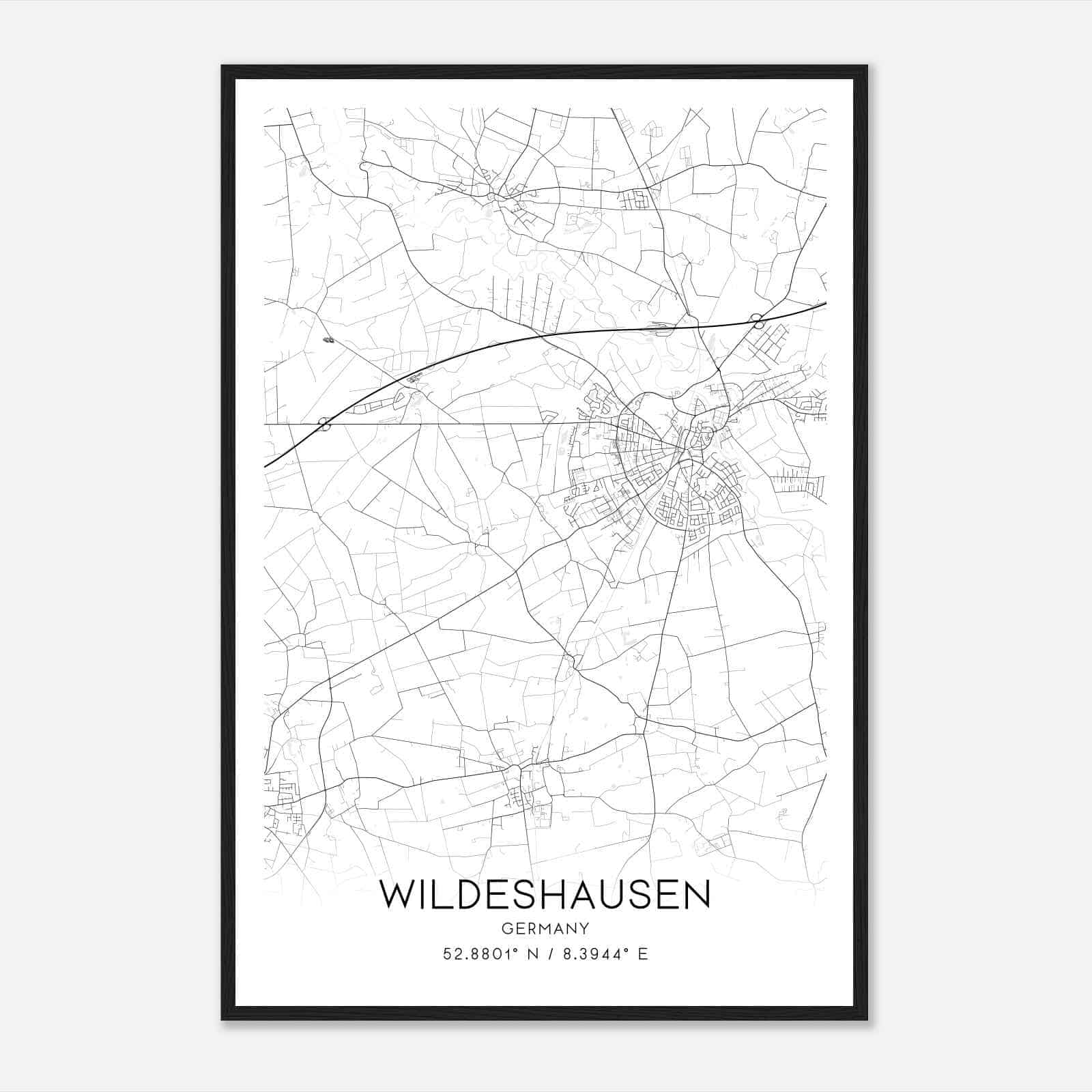 Wildeshausen Germany Map Poster, Modern Home Decor Wall Art Print