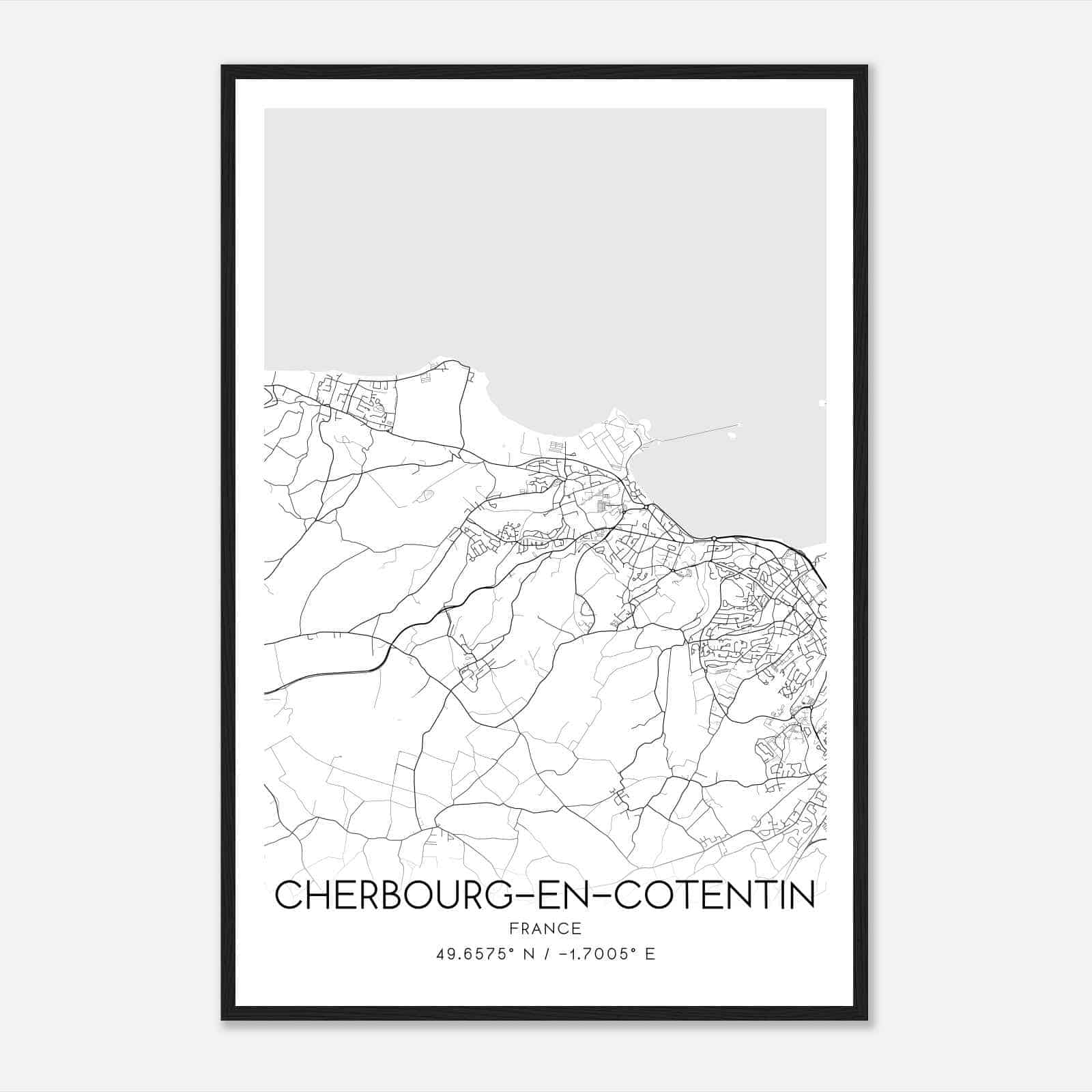 Querqueville France Map Poster, Modern Home Decor Wall Art Print