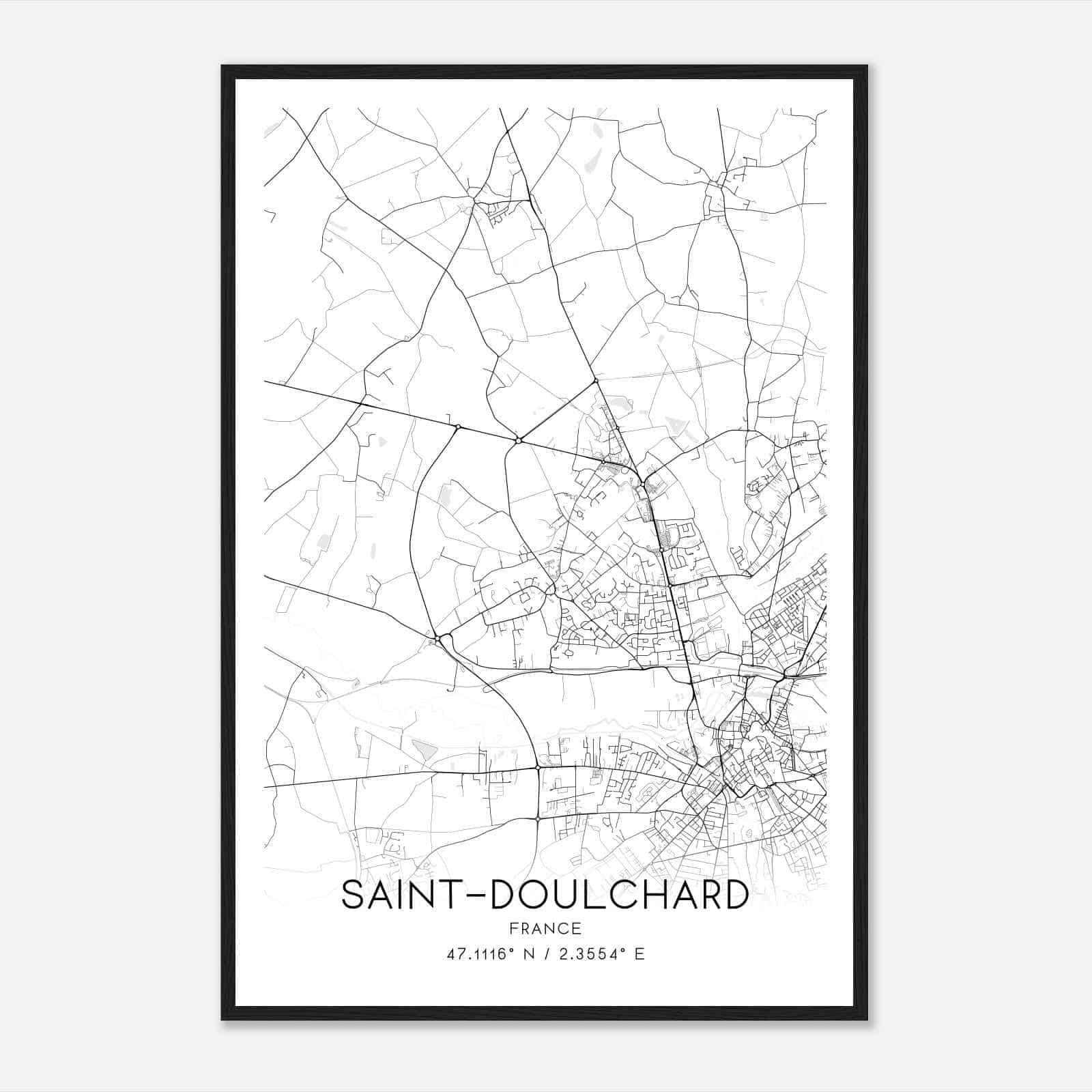 Saint-Doulchard France Map Poster, Modern Home Decor Wall Art Print