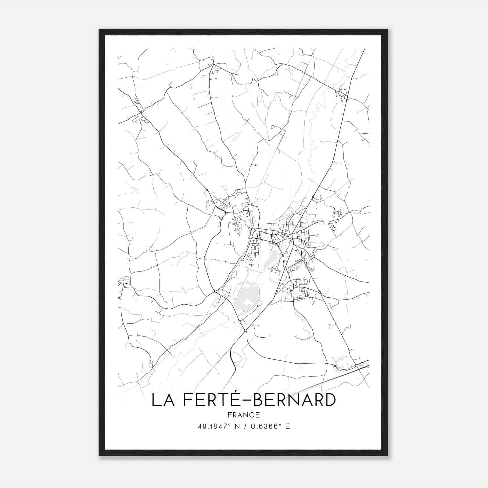 La Ferte-Bernard France Map Poster, Modern Home Decor Wall Art Print