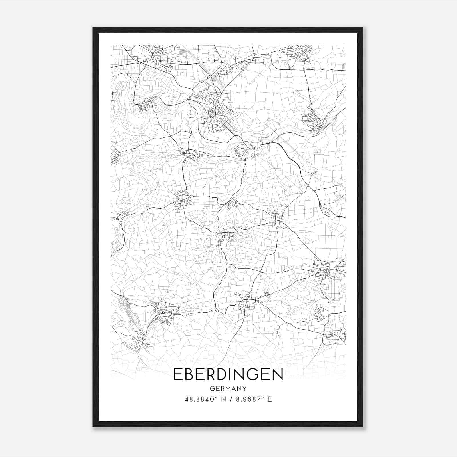Eberdingen Germany Map Poster, Modern Home Decor Wall Art Print