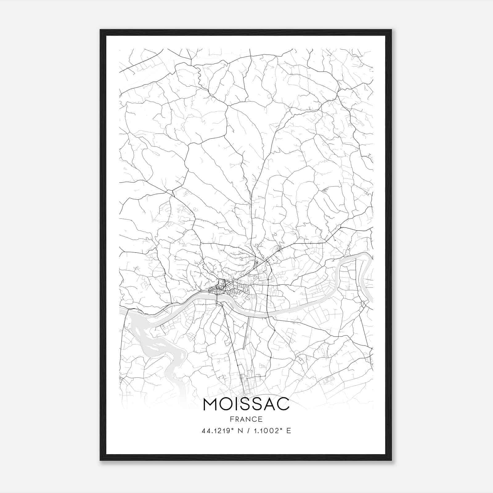 Moissac France Map Poster, Modern Home Decor Wall Art Print