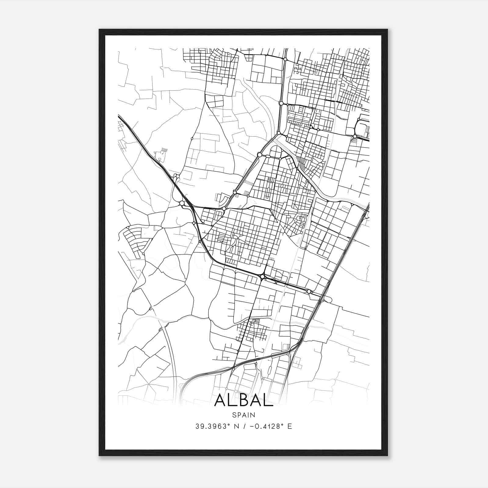 Albal Spain Map Poster, Modern Home Decor Wall Art Print