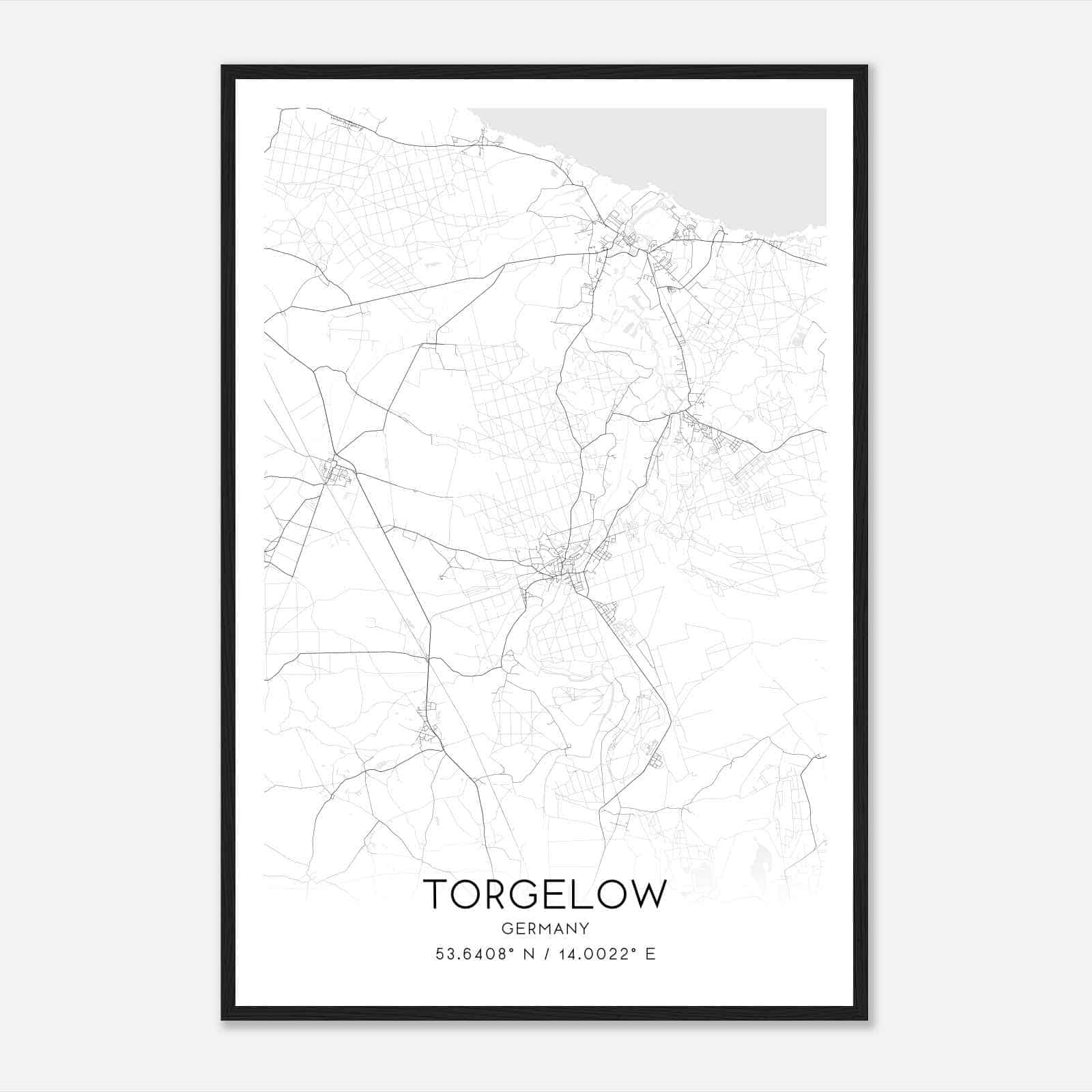 Torgelow Germany Map Poster, Modern Home Decor Wall Art Print