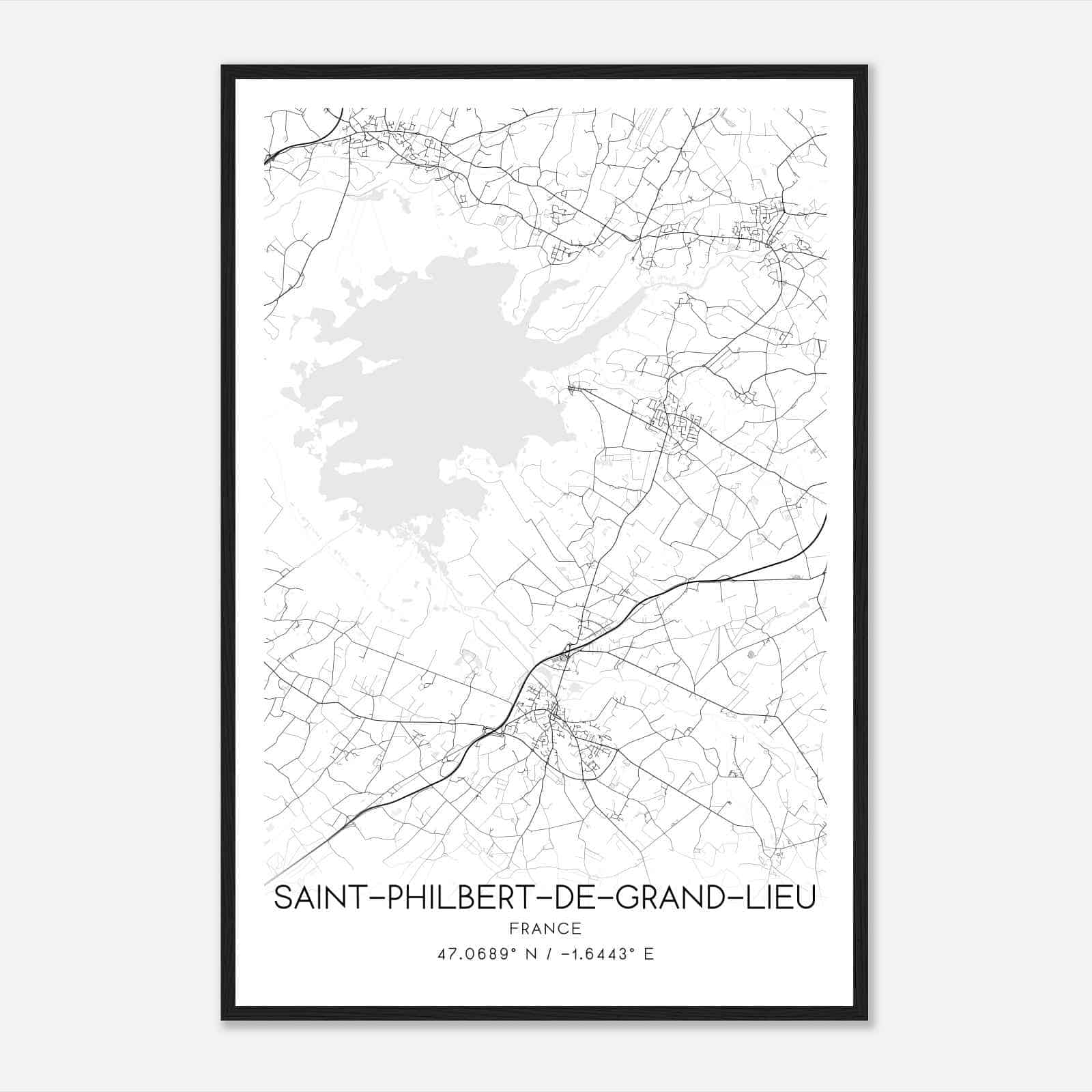 Saint-Philbert-de-Grand-Lieu France Map Poster, Modern Home Decor Wall Art Print
