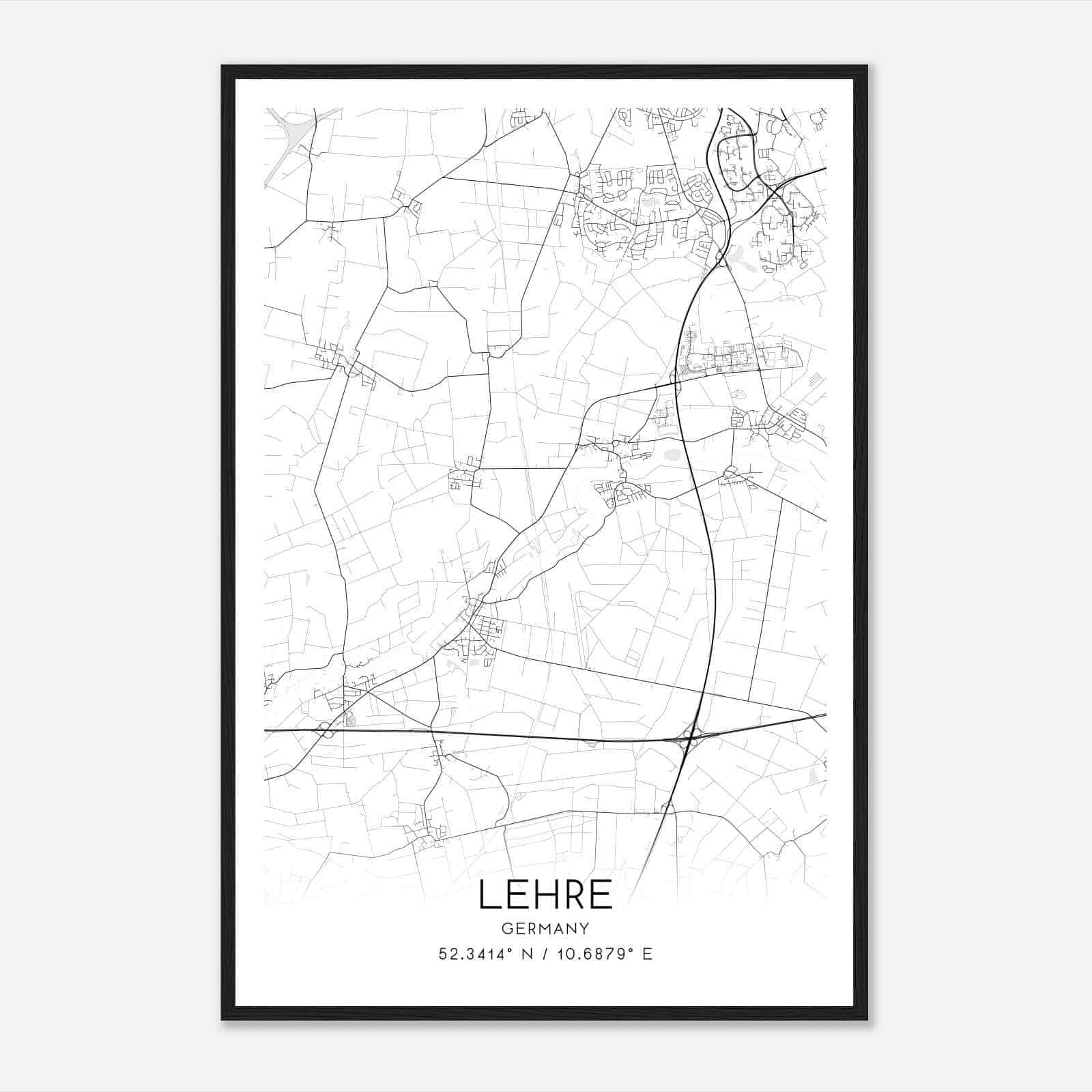 Lehre Germany Map Poster, Modern Home Decor Wall Art Print