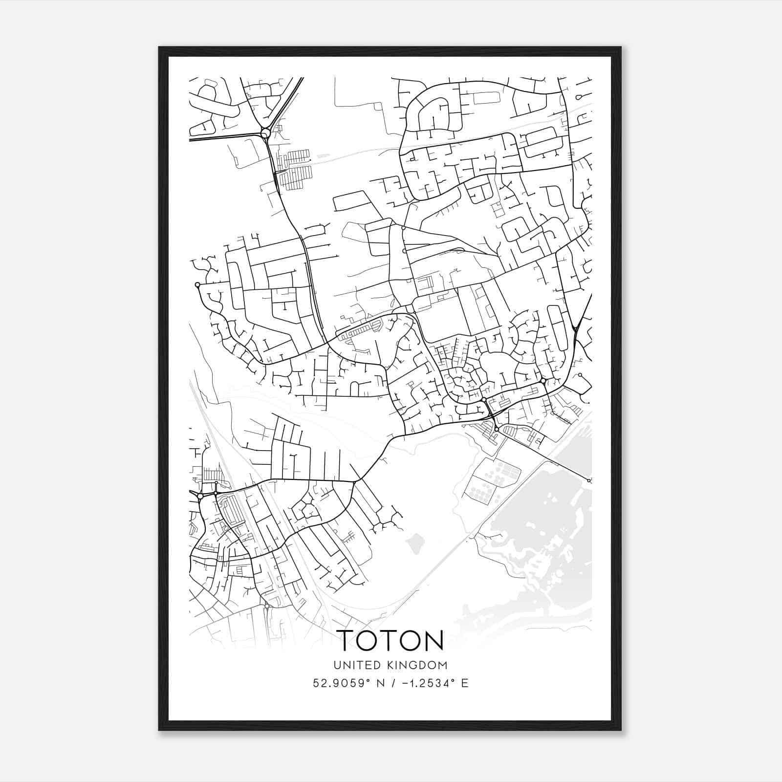 Toton United Kingdom Map Poster, Modern Home Decor Wall Art Print