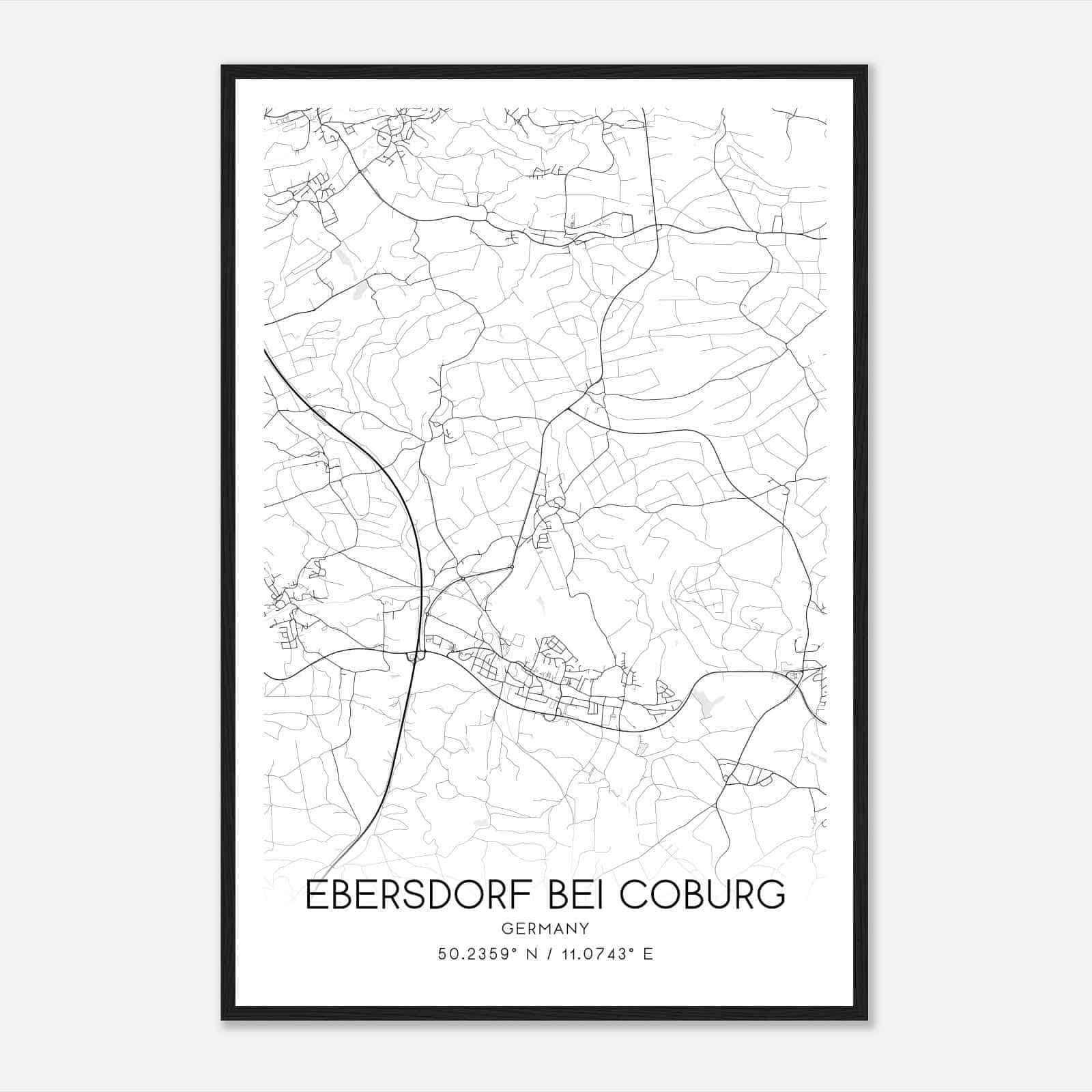 Ebersdorf bei Coburg Germany Map Poster, Modern Home Decor Wall Art Print