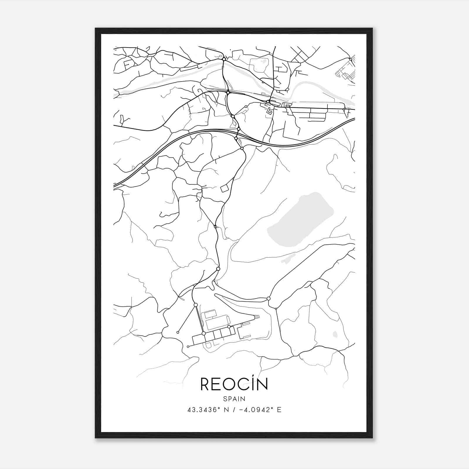 Reocin Spain Map Poster, Modern Home Decor Wall Art Print