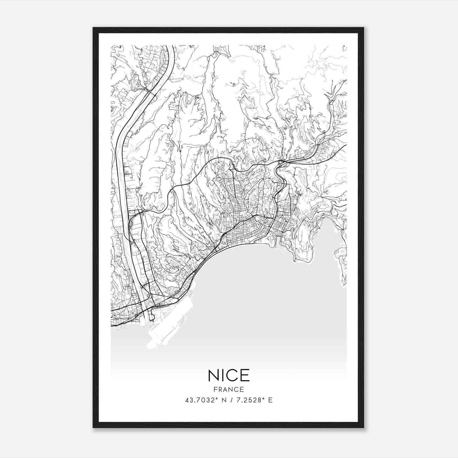 Nice France Map Poster, Modern Home Decor Wall Art Print