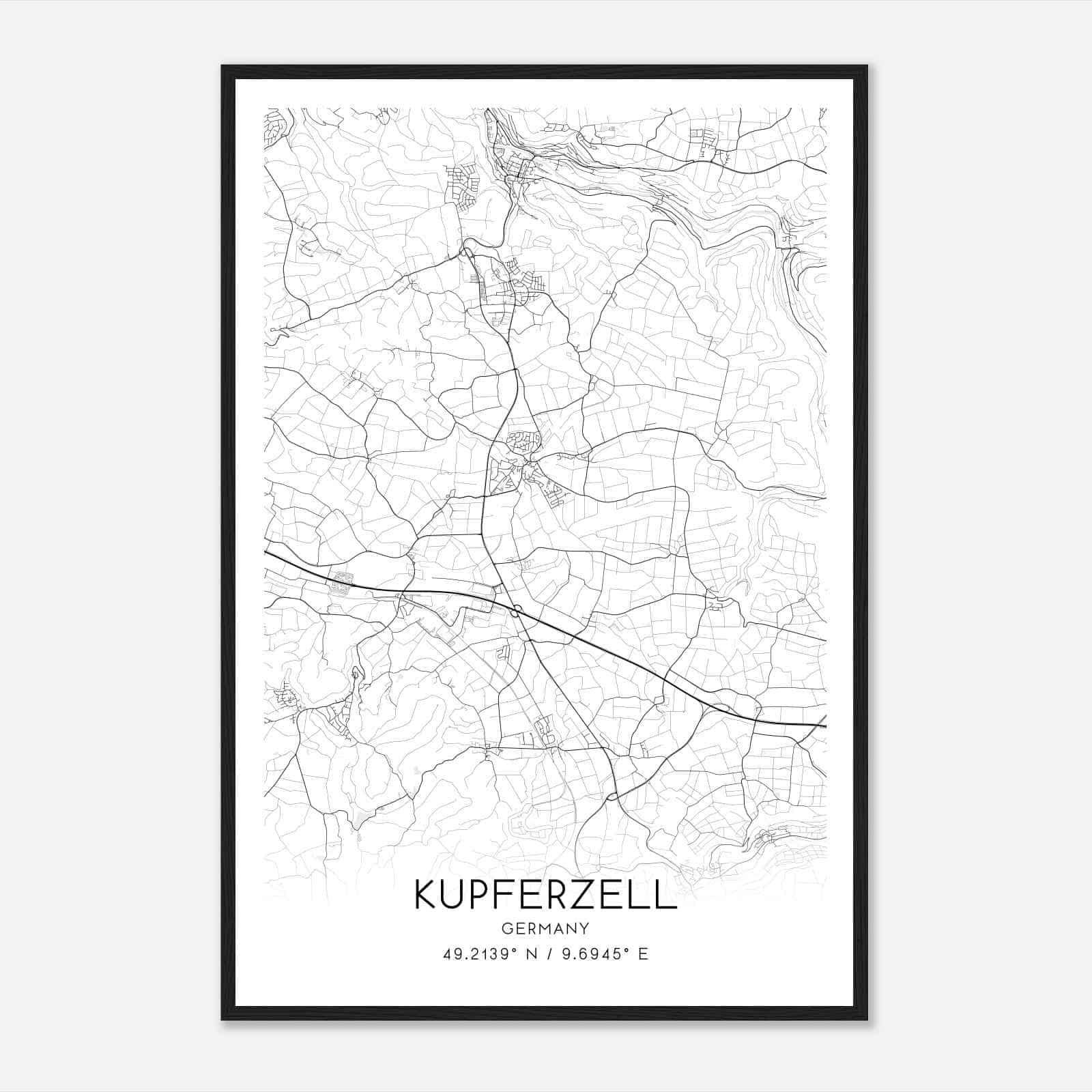 Kupferzell Germany Map Poster, Modern Home Decor Wall Art Print