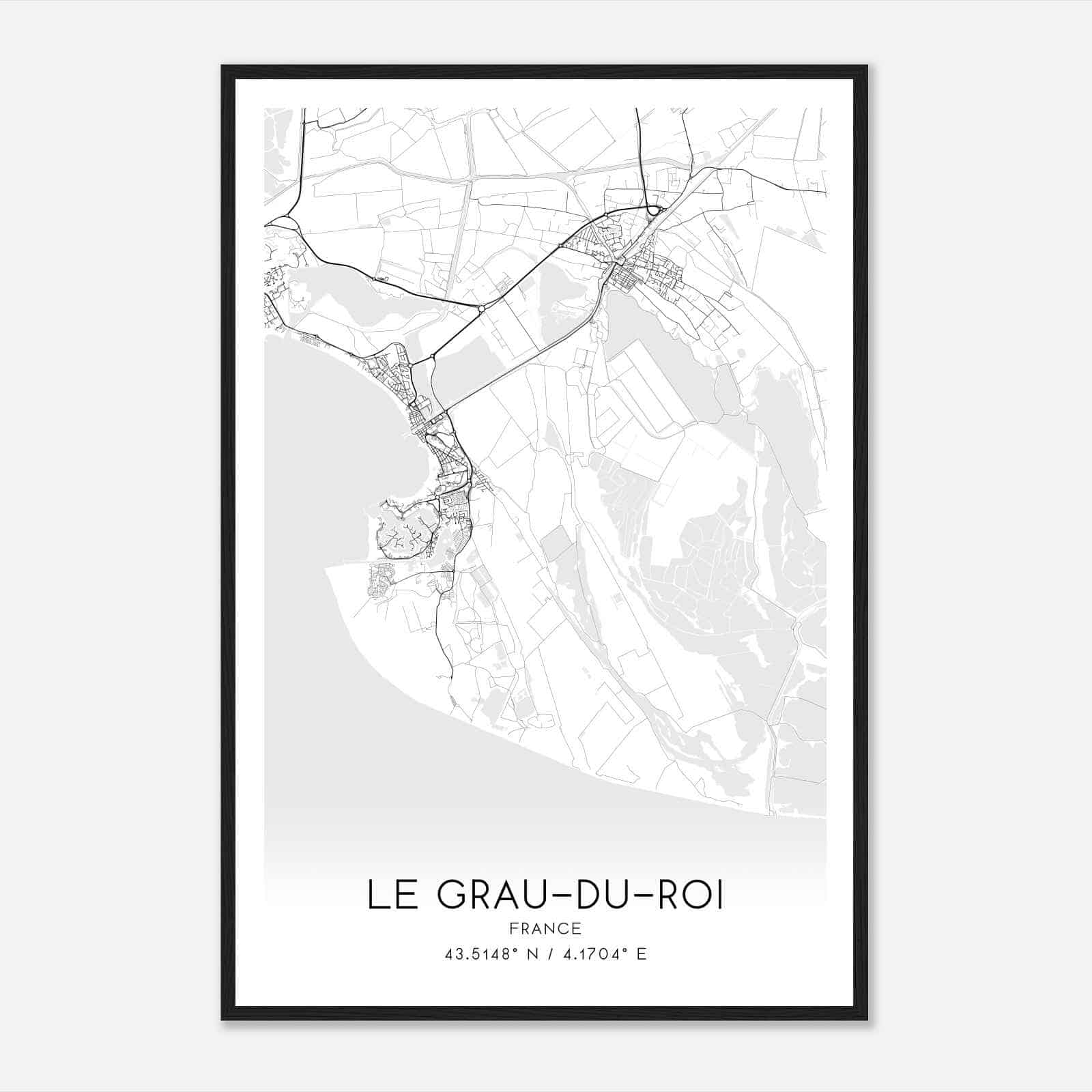 Le Grau-du-Roi France Map Poster, Modern Home Decor Wall Art Print