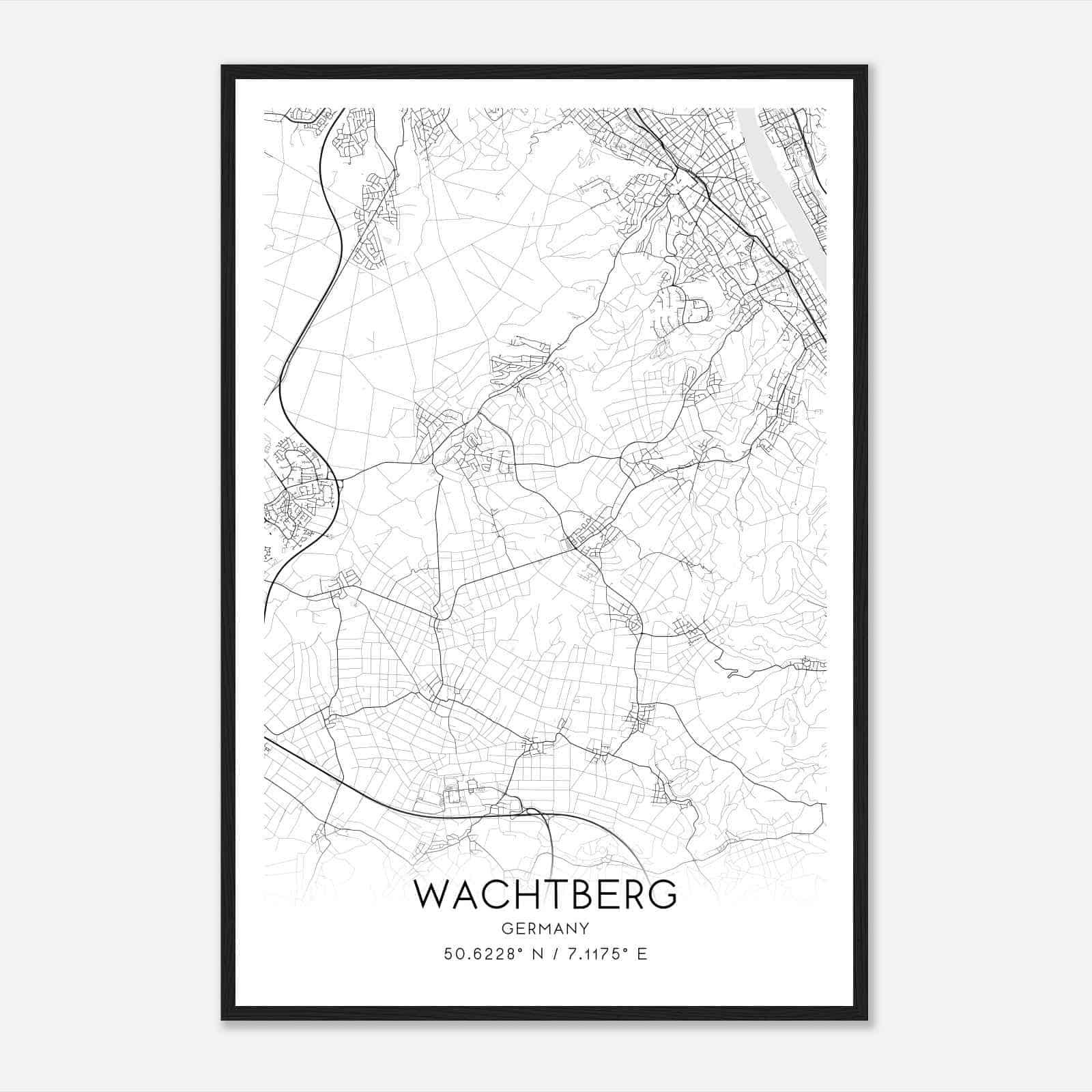 Wachtberg Germany Map Poster, Modern Home Decor Wall Art Print