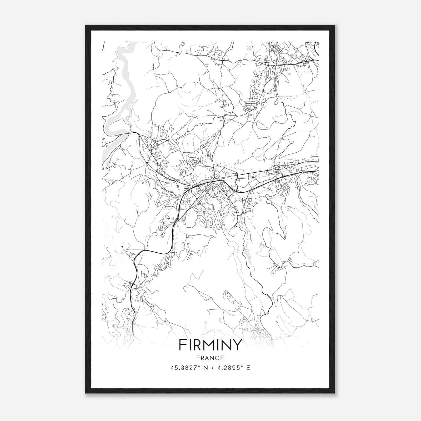 Firminy France Map Poster, Modern Home Decor Wall Art Print