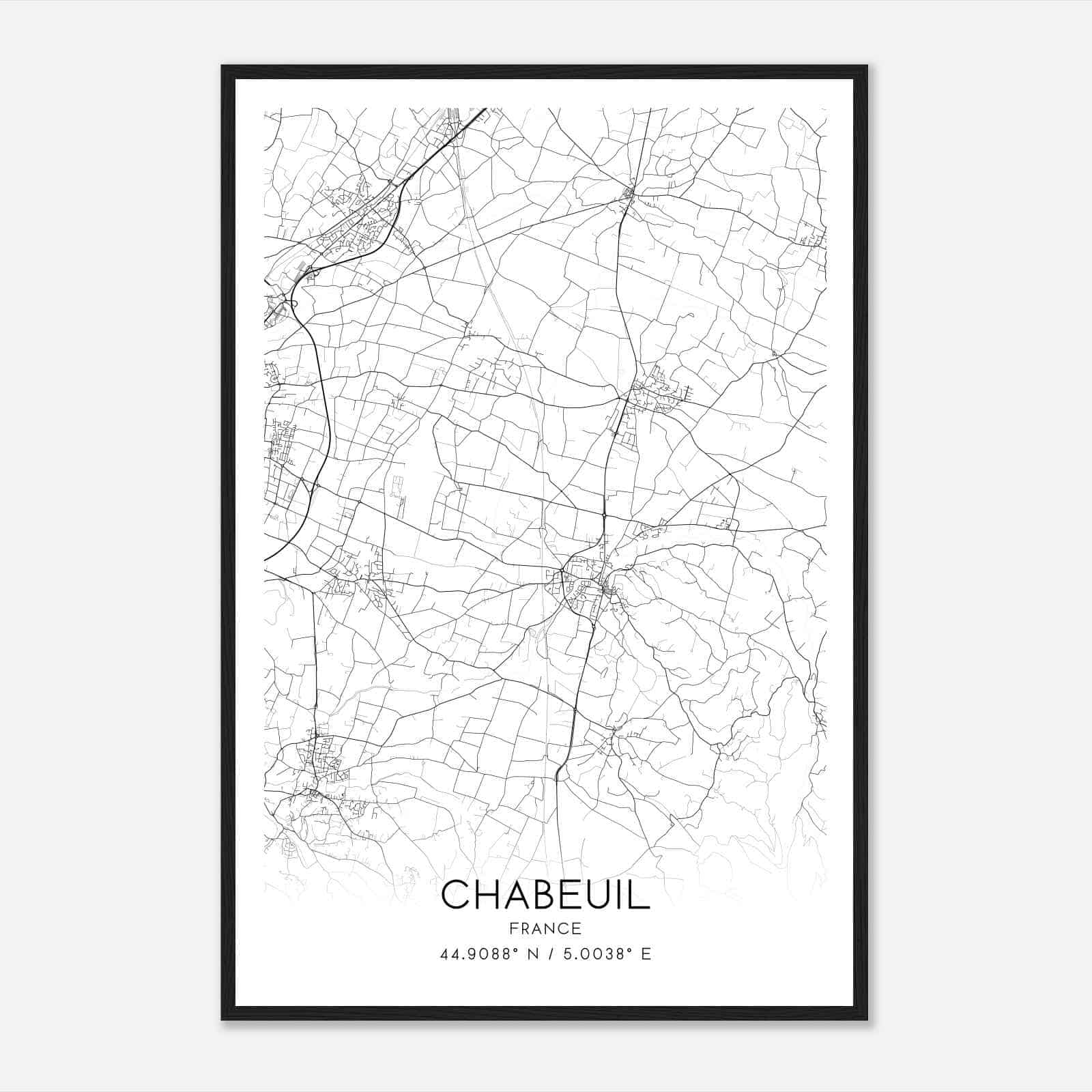Chabeuil France Map Poster, Modern Home Decor Wall Art Print