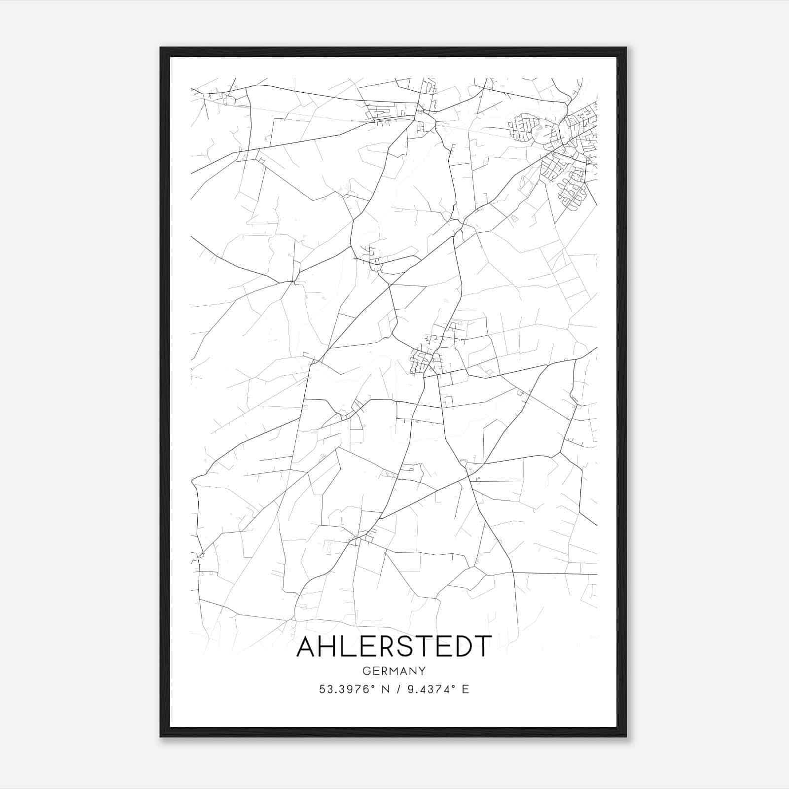Ahlerstedt Germany Map Poster, Modern Home Decor Wall Art Print