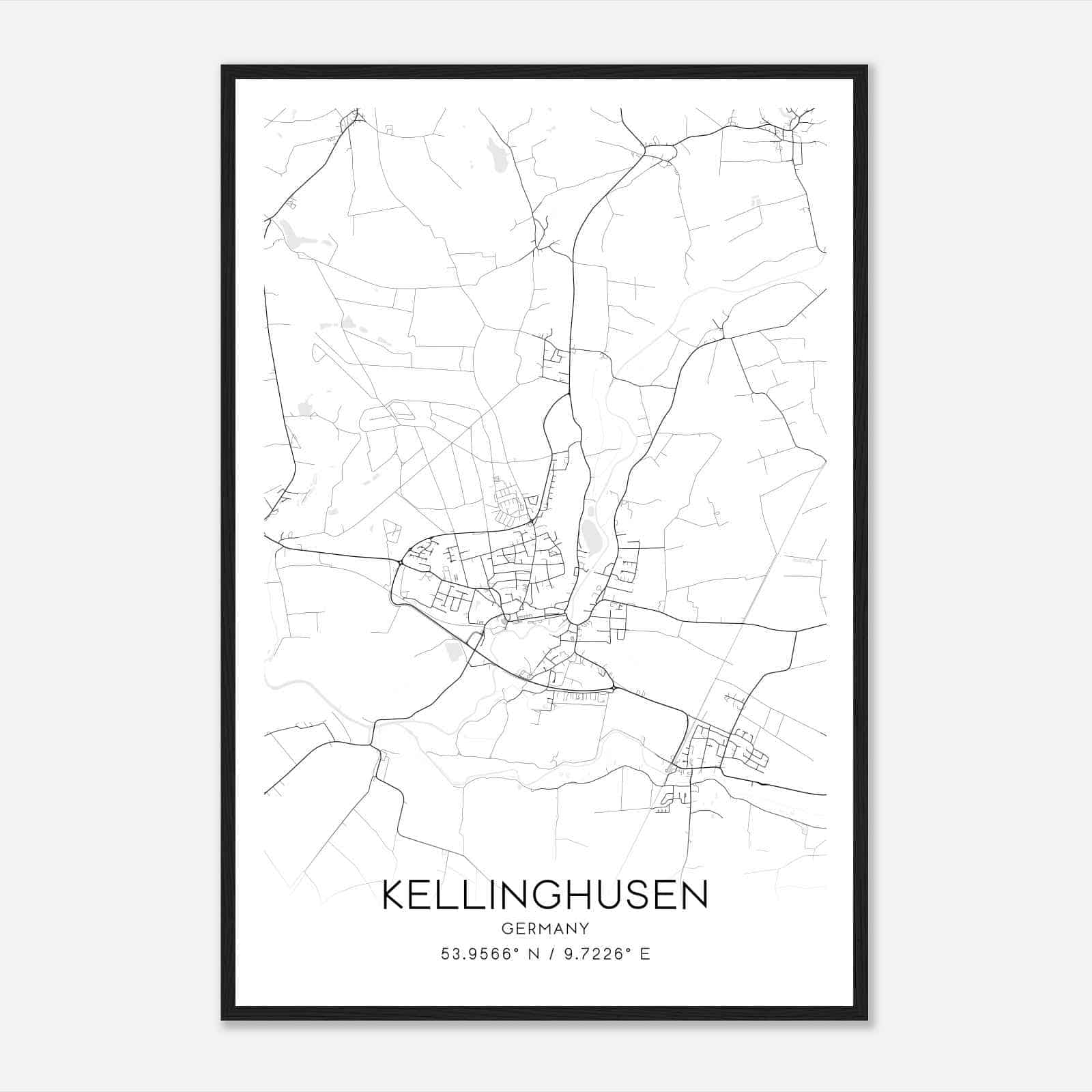Kellinghusen Germany Map Poster, Modern Home Decor Wall Art Print