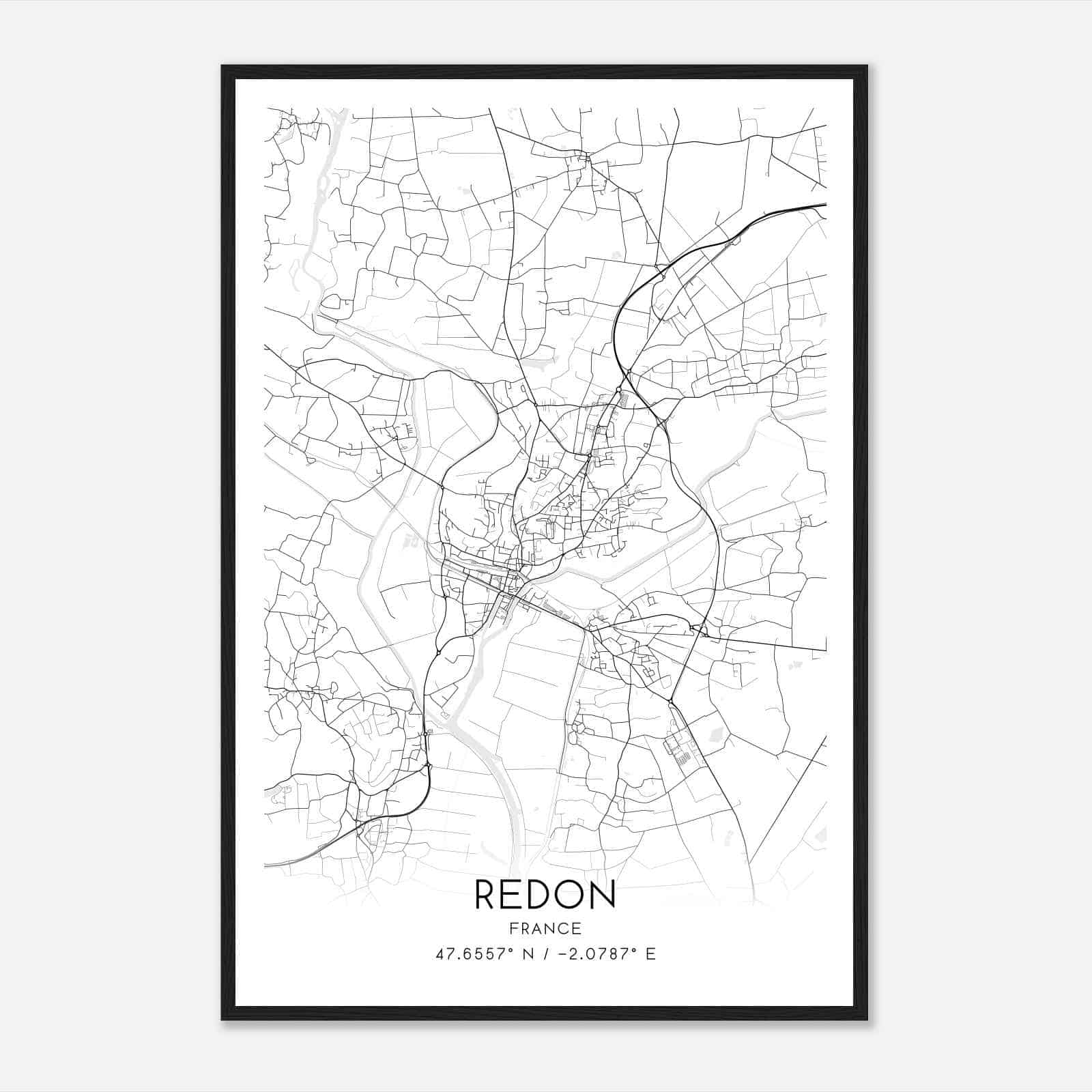 Redon France Map Poster, Modern Home Decor Wall Art Print