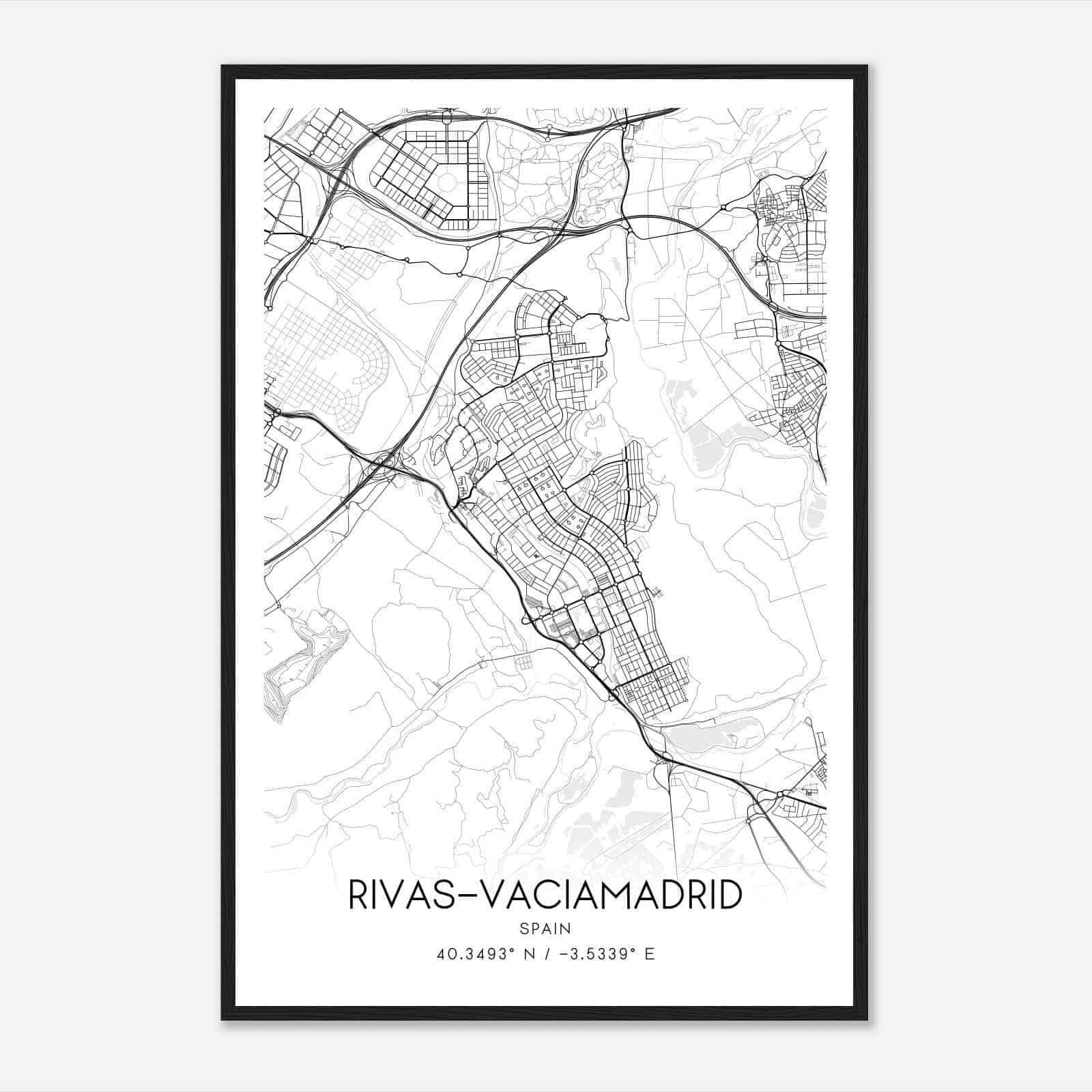 Vaciamadrid Spain Map Poster, Modern Home Decor Wall Art Print