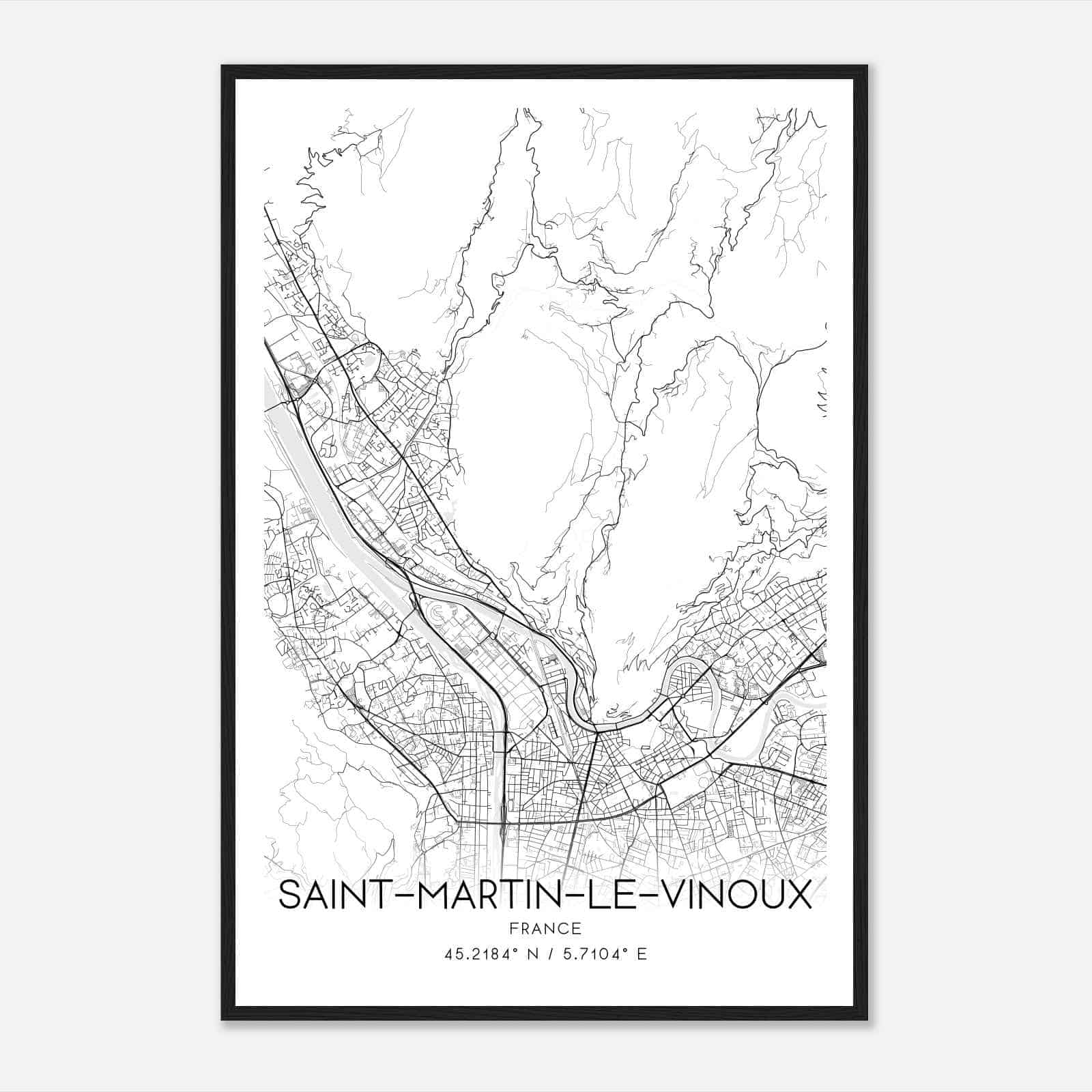 Saint-Martin-le-Vinoux France Map Poster, Modern Home Decor Wall Art Print