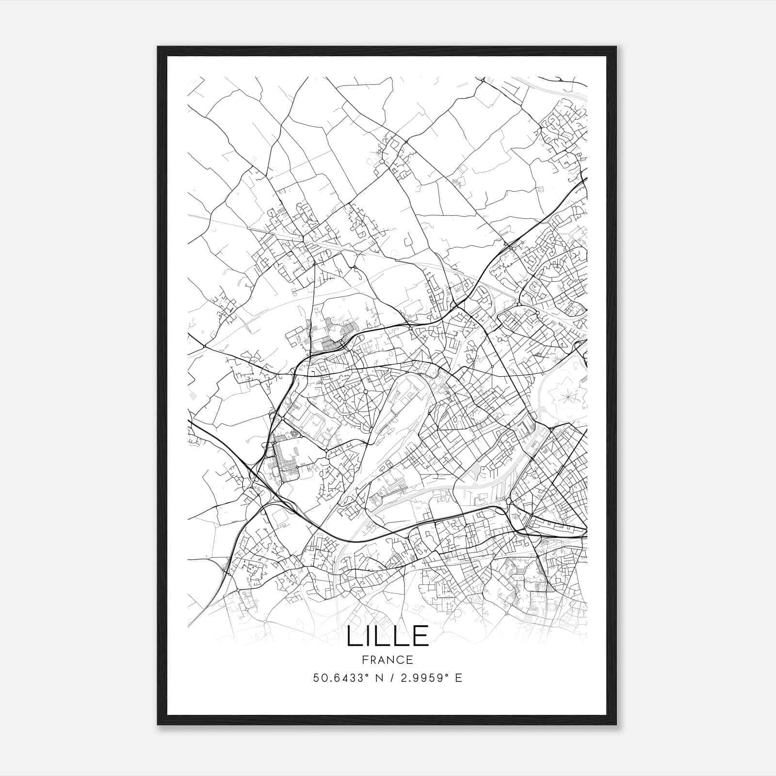 Lomme France Map Poster, Modern Home Decor Wall Art Print