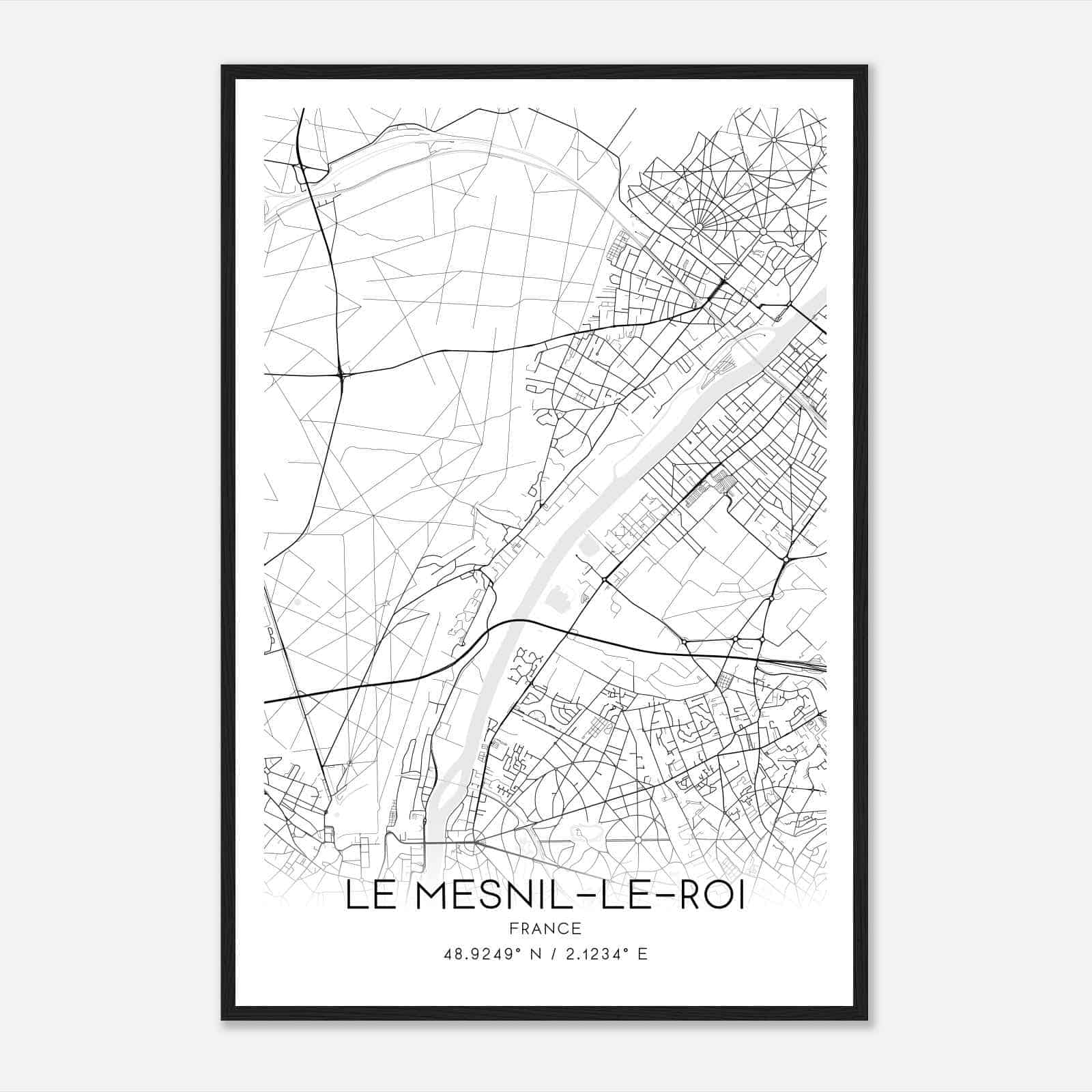 Le Mesnil-le-Roi France Map Poster, Modern Home Decor Wall Art Print