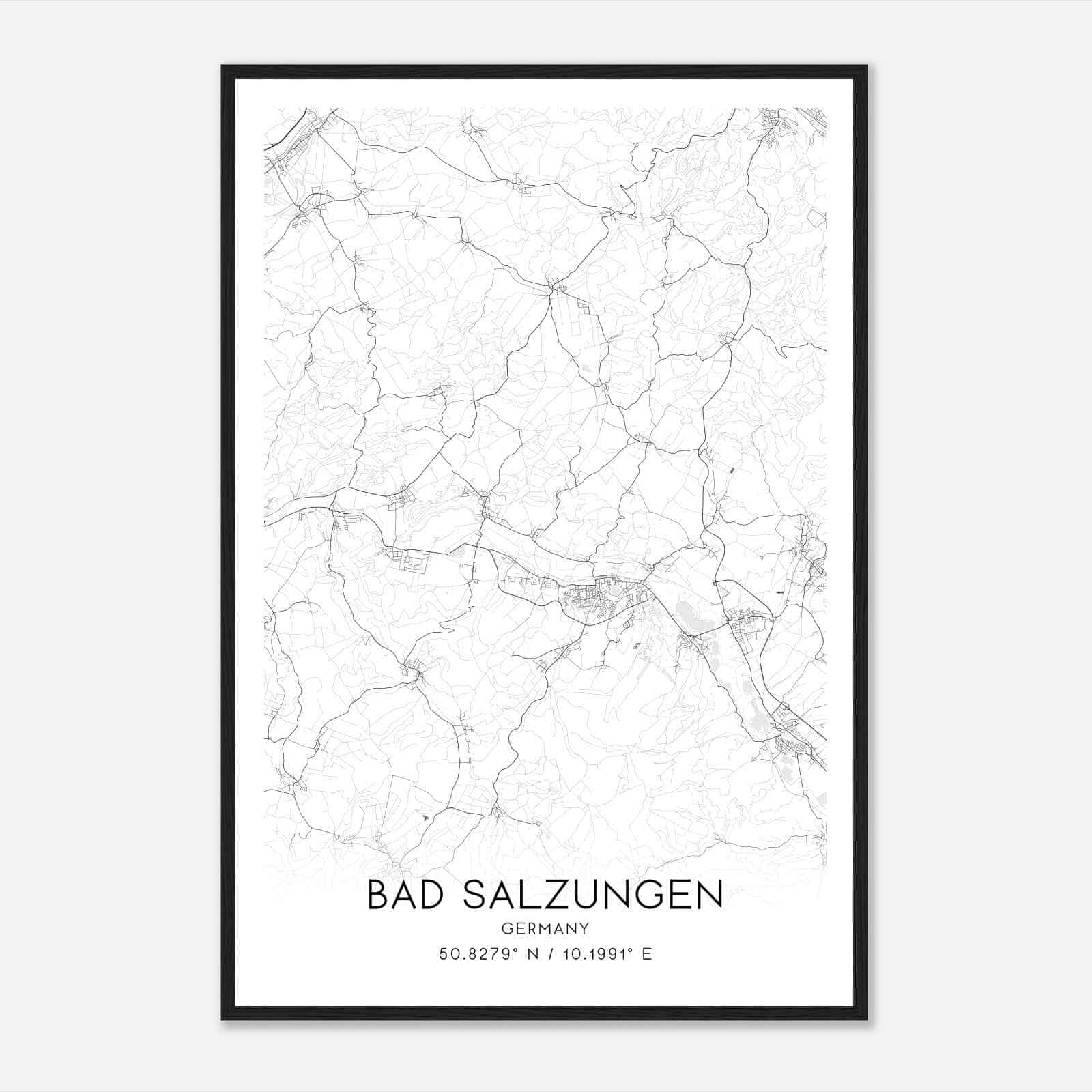 Bad Salzungen Germany Map Poster, Modern Home Decor Wall Art Print