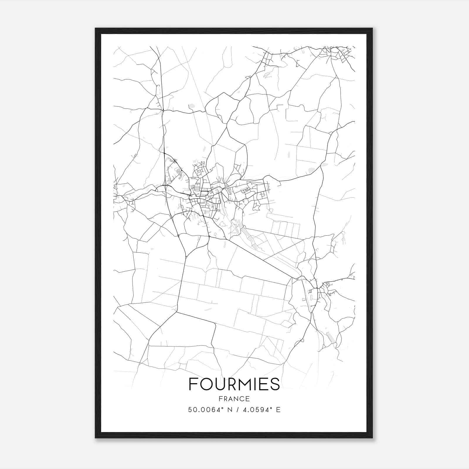 Fourmies France Map Poster, Modern Home Decor Wall Art Print