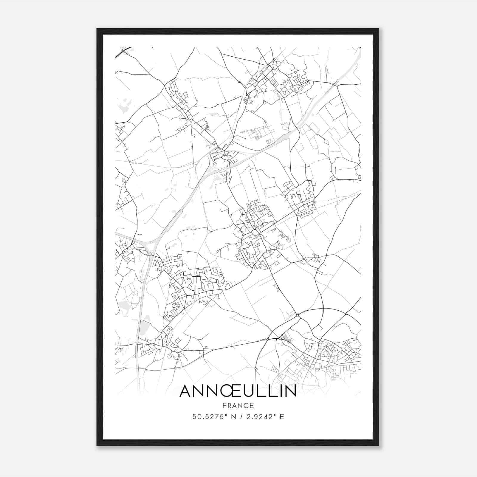Annoeullin France Map Poster, Modern Home Decor Wall Art Print