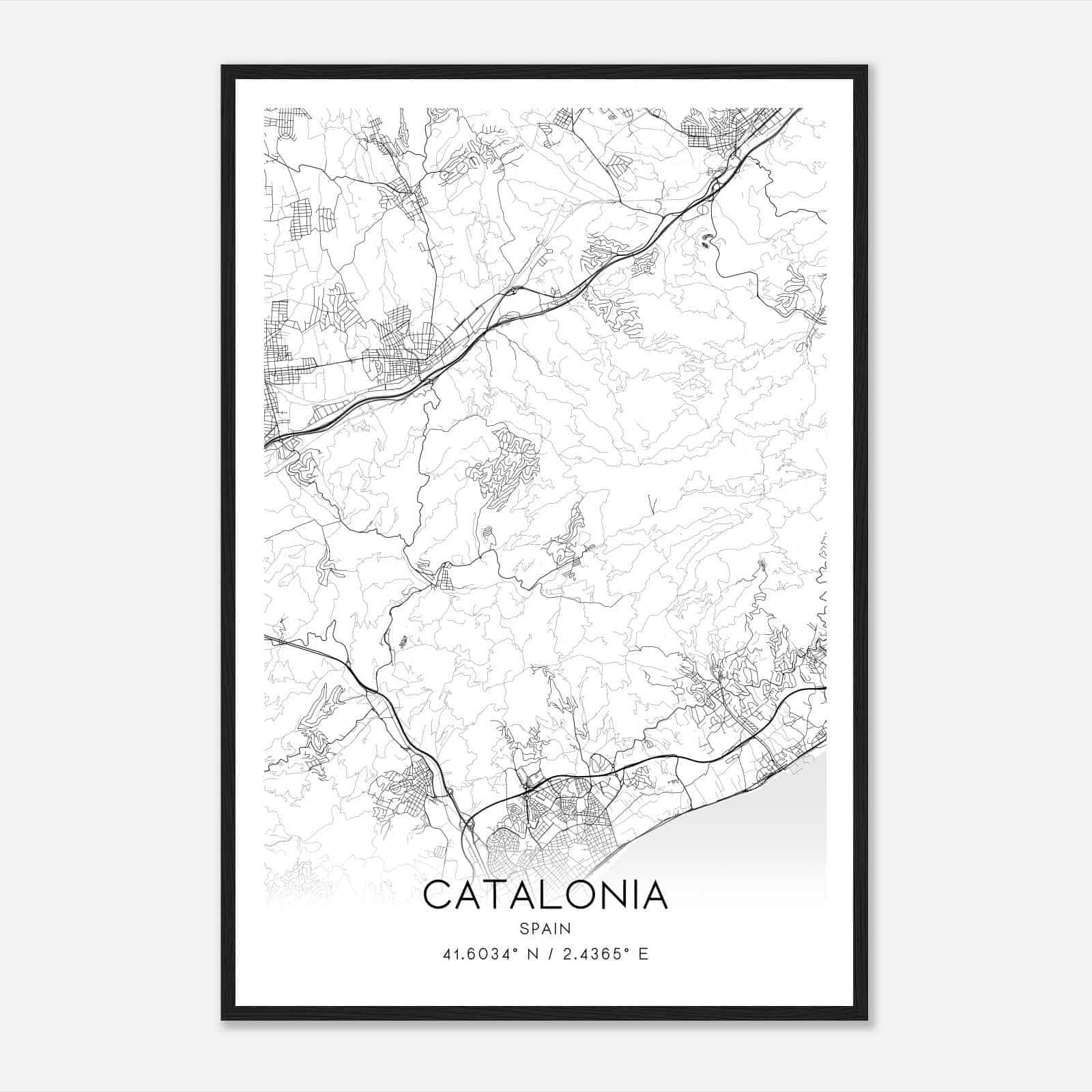 Dosrius Spain Map Poster, Modern Home Decor Wall Art Print