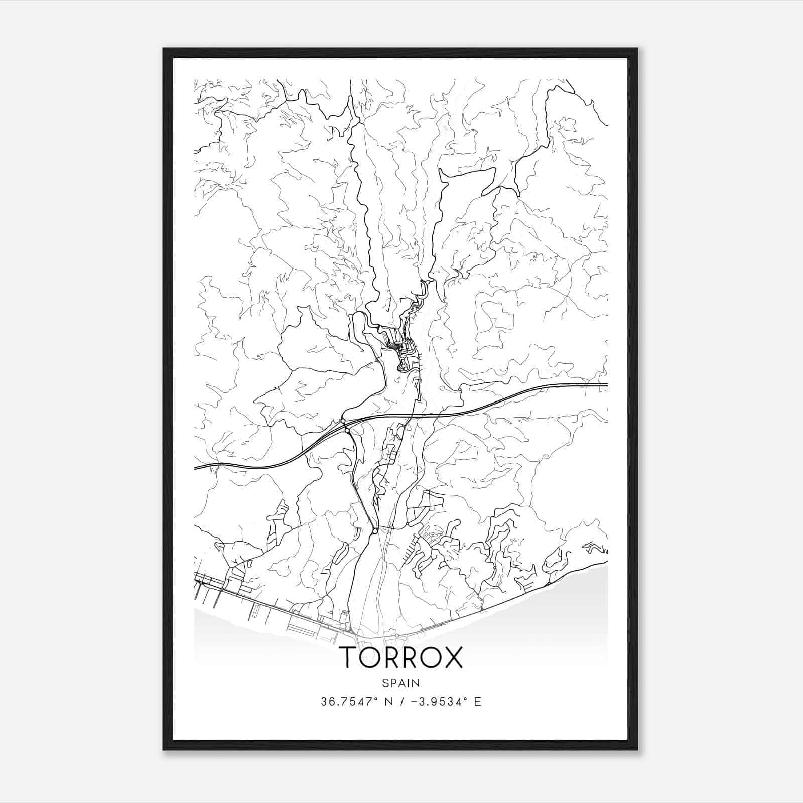 Torrox Spain Map Poster, Modern Home Decor Wall Art Print