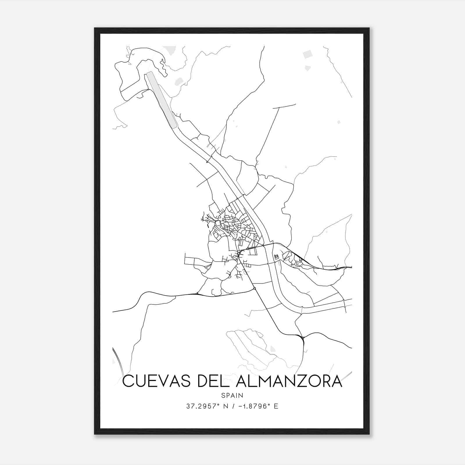Cuevas del Almanzora Spain Map Poster, Modern Home Decor Wall Art Print