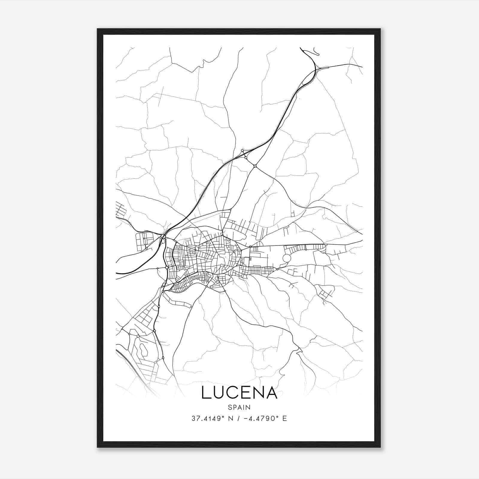 Lucena Spain Map Poster, Modern Home Decor Wall Art Print