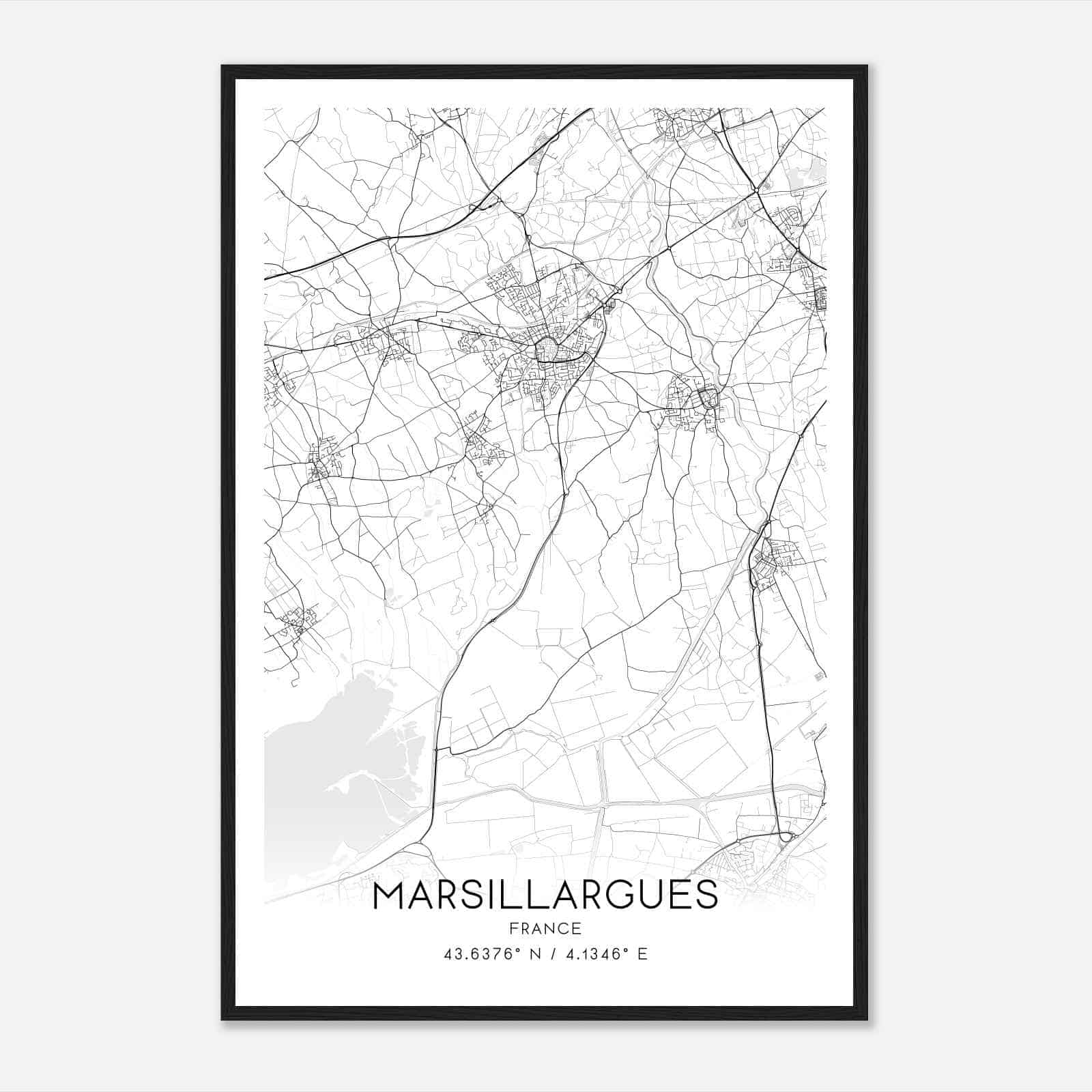 Marsillargues France Map Poster, Modern Home Decor Wall Art Print